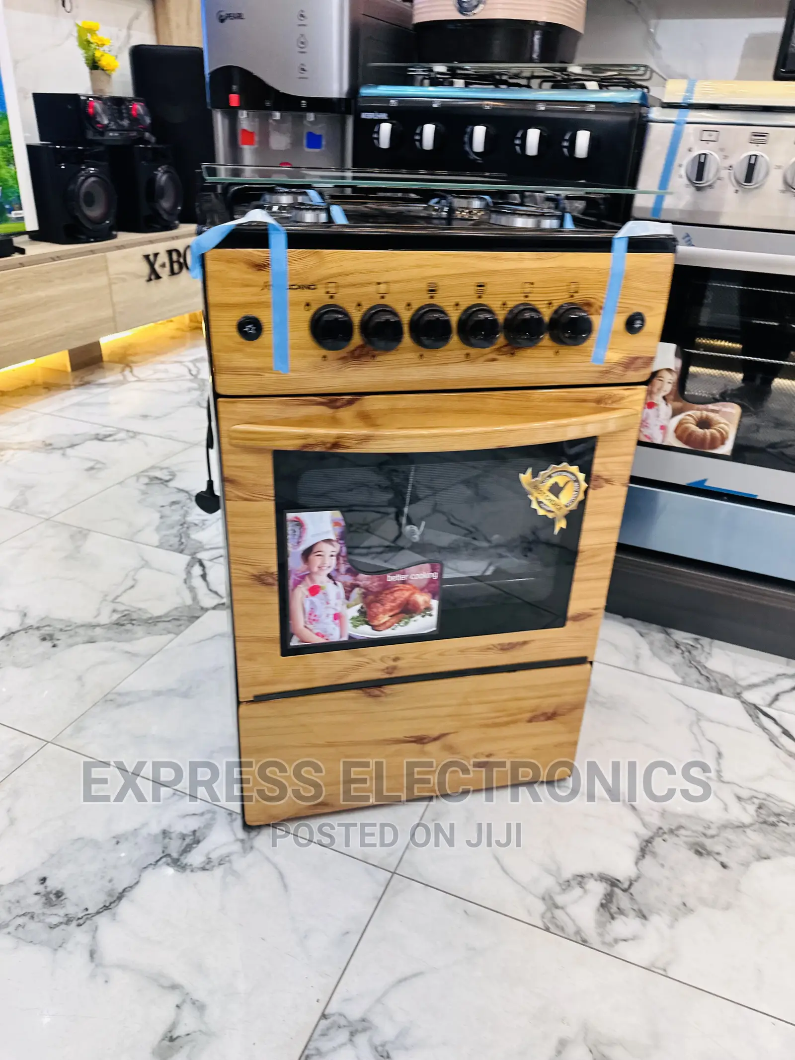Free Standing Stylish Design Light Wooden Gas Cooker Oven