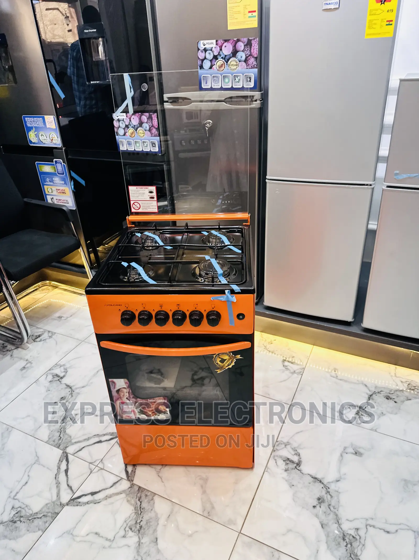 Free Standing Stylish Gas Cooker Oven Orange 4bureber