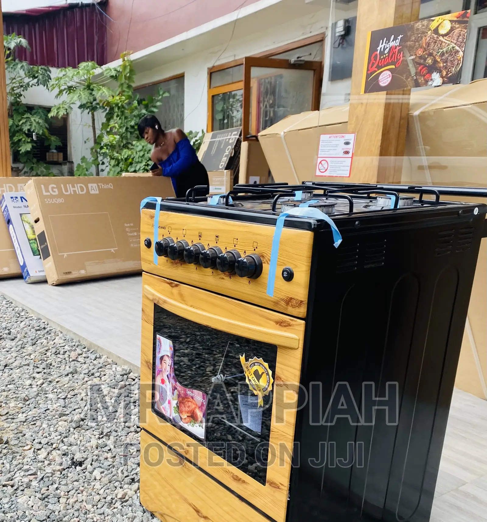 High Quality Volcano Light Wooden 4 Gas Cooker(Rotisserie).