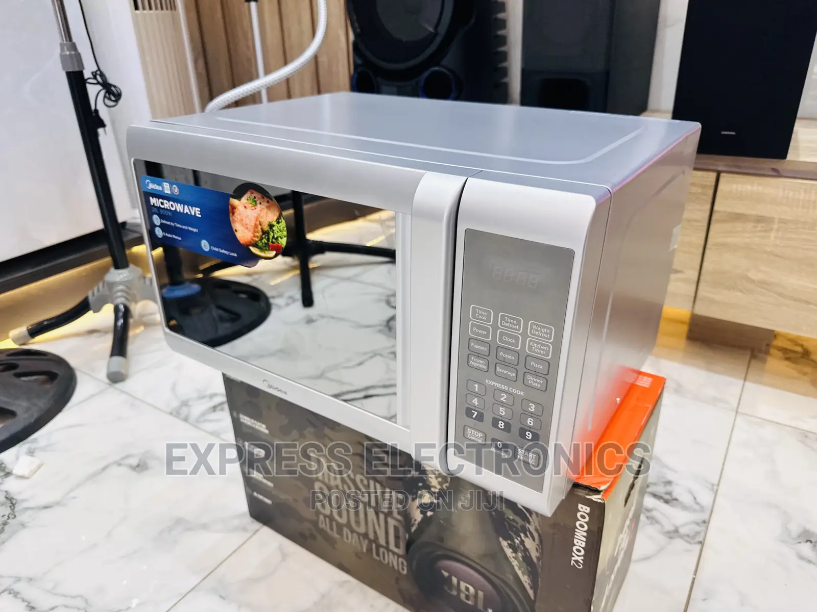 Mirror Glass Door Midea Microwave EM928ETB Oven Grill