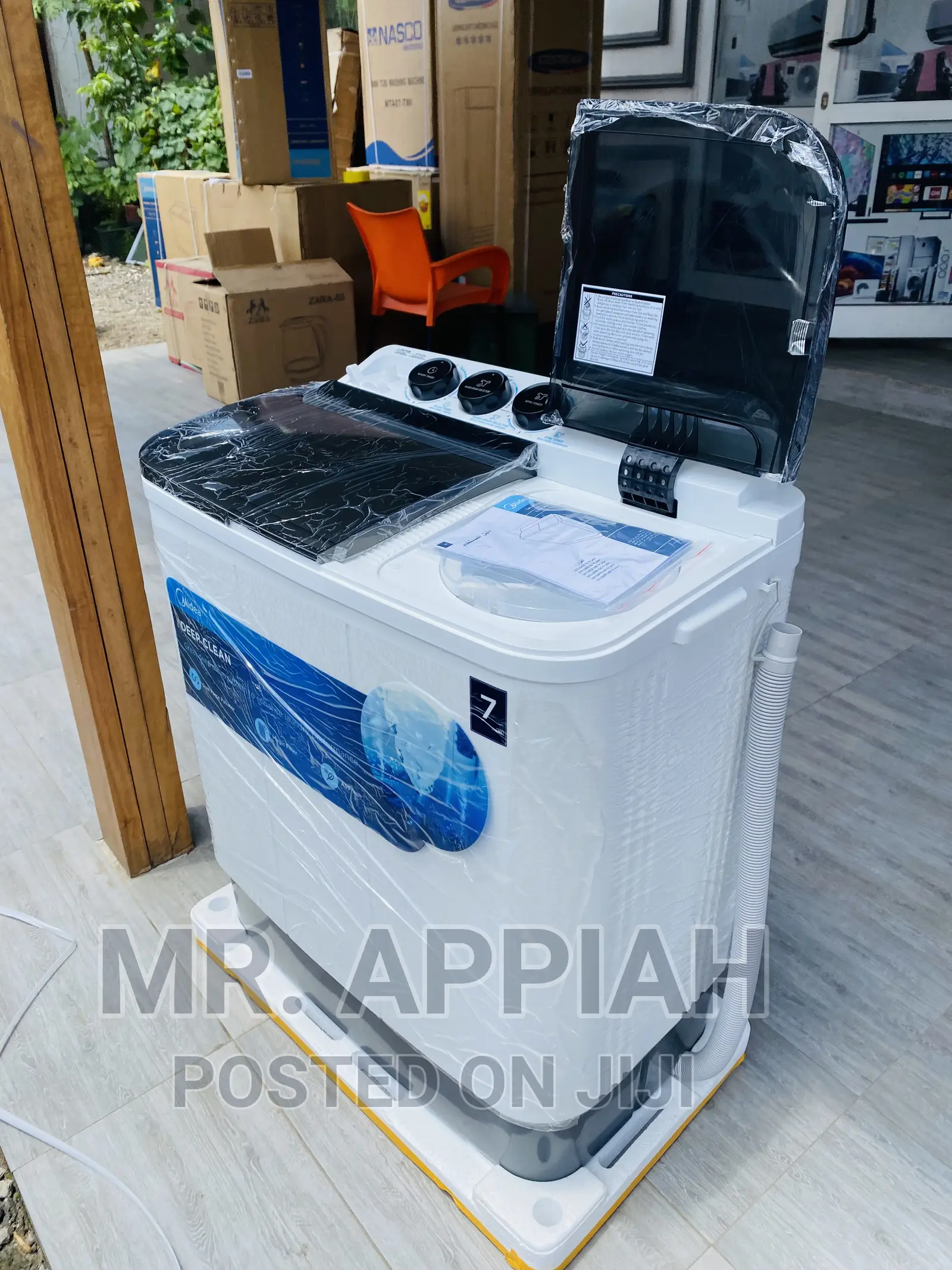 Midea 7kg Top Load Washing Machine Works Faster(White).
