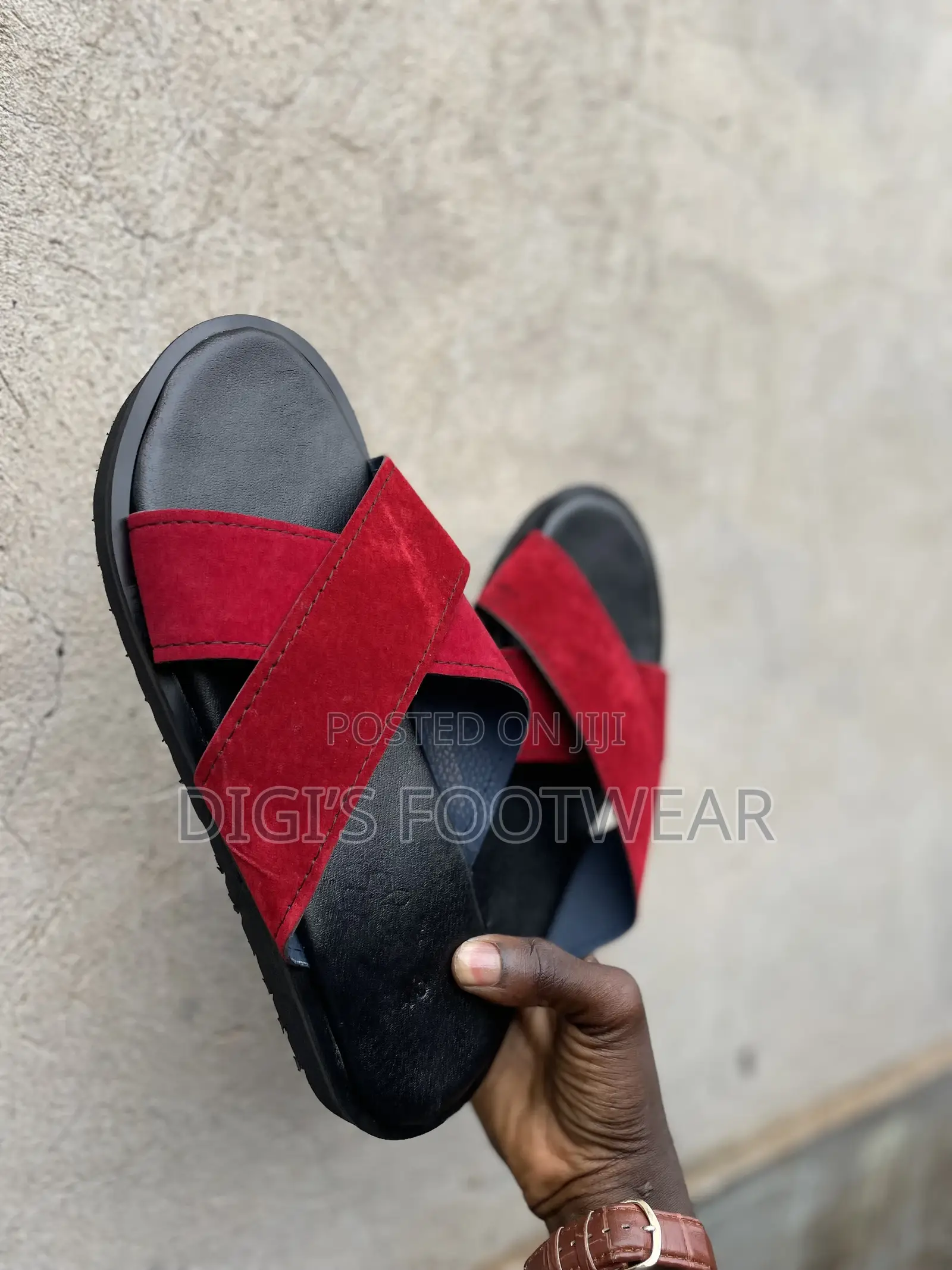 Red Suede Heavy Chunk Slipper