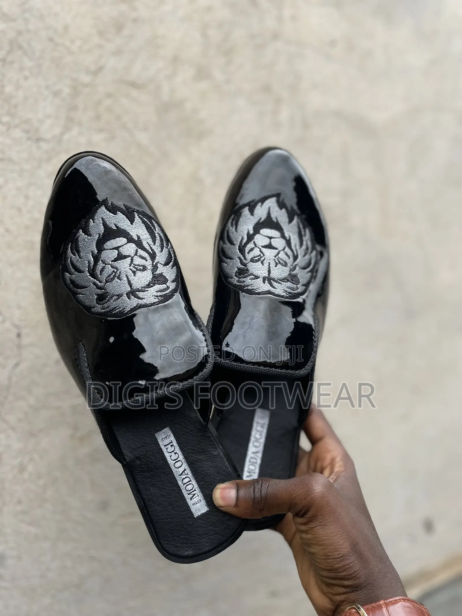 Black Embroidered (Mirror) Half Shoe