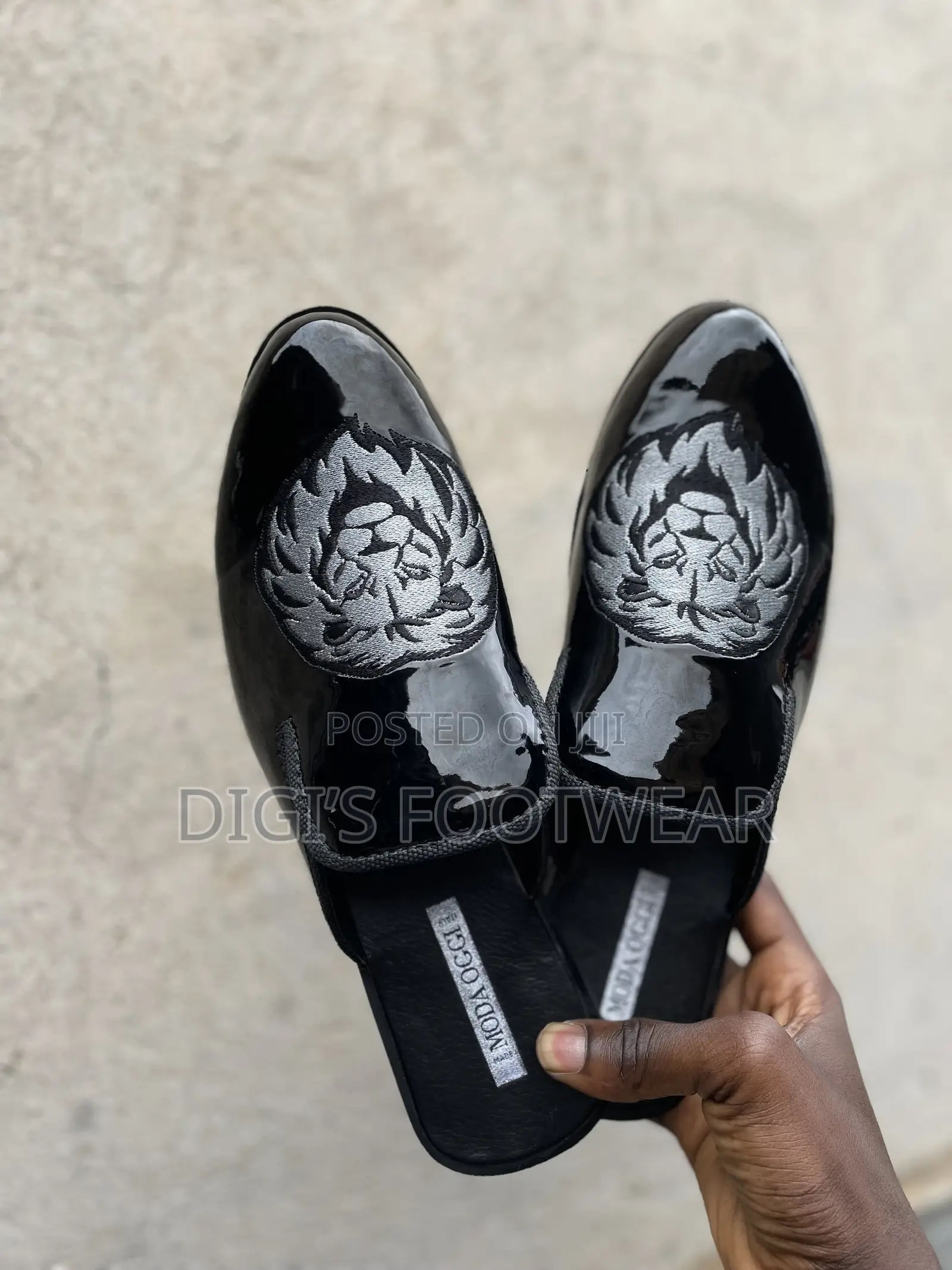 Black Embroidered (Mirror) Half Shoe