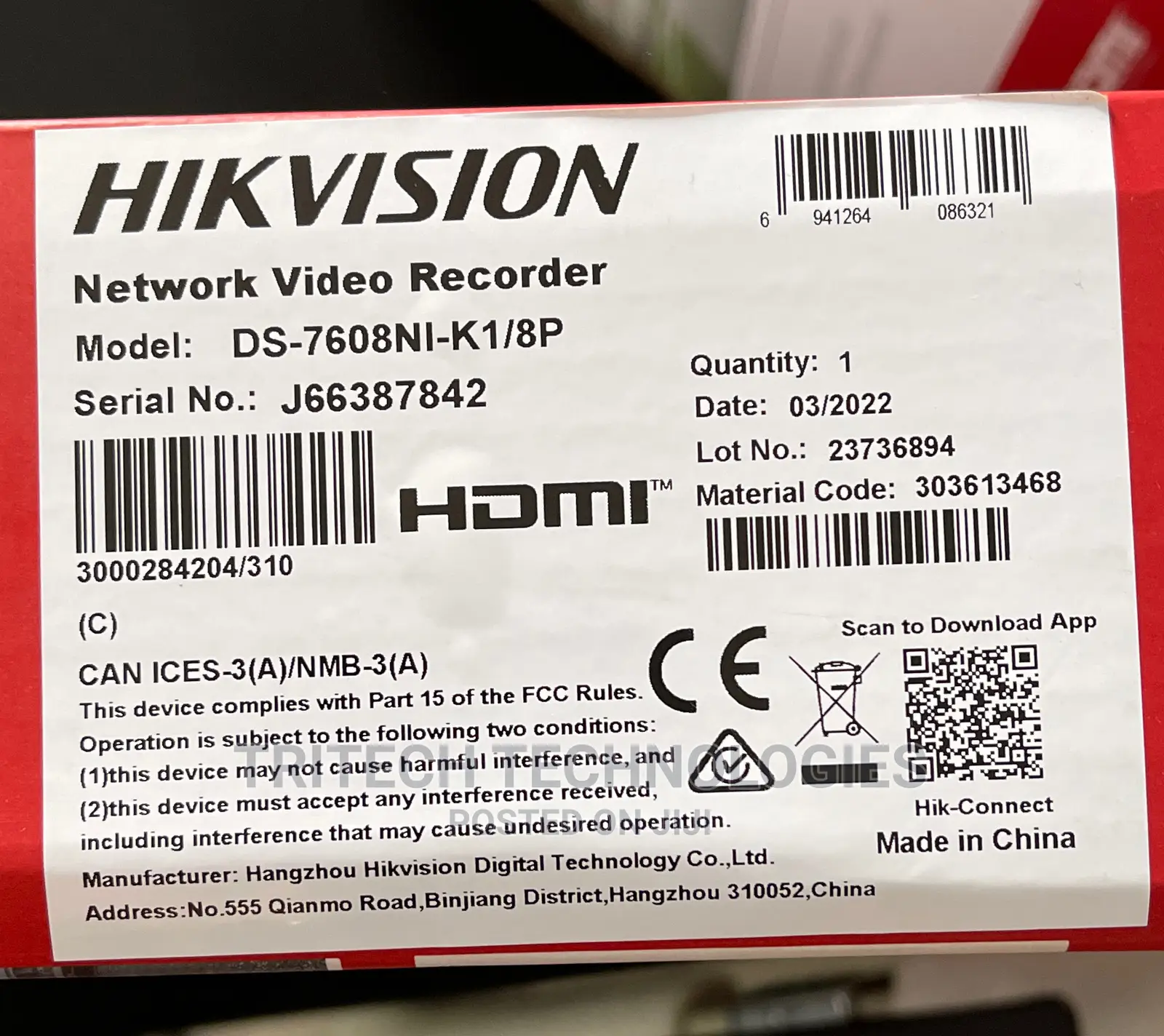 NVR Hikvision 8 Channel Poe Pro Series Ds-7608ni-/8p