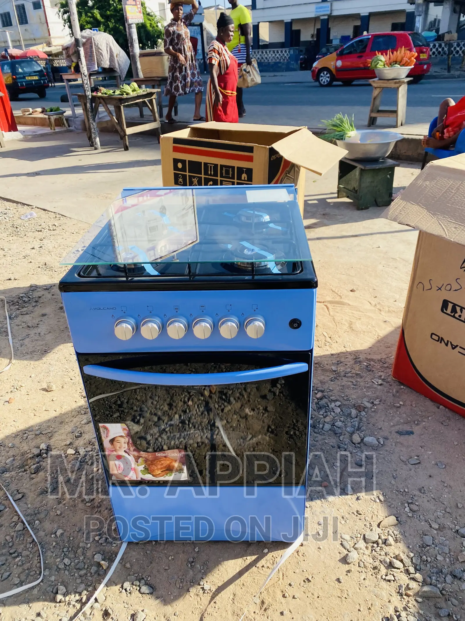 Low Cost Volcano 4 Gas Cooker With Oven and Grill(Blue)