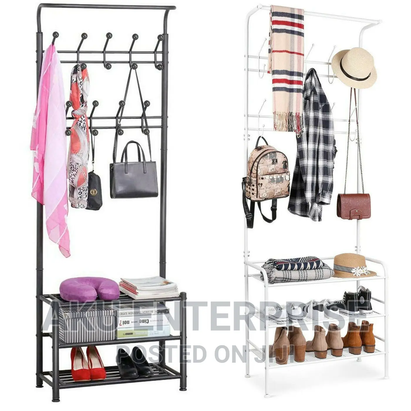 Metal Multipurpose Cloth Hanger, Shoe Rack Stand Shelf