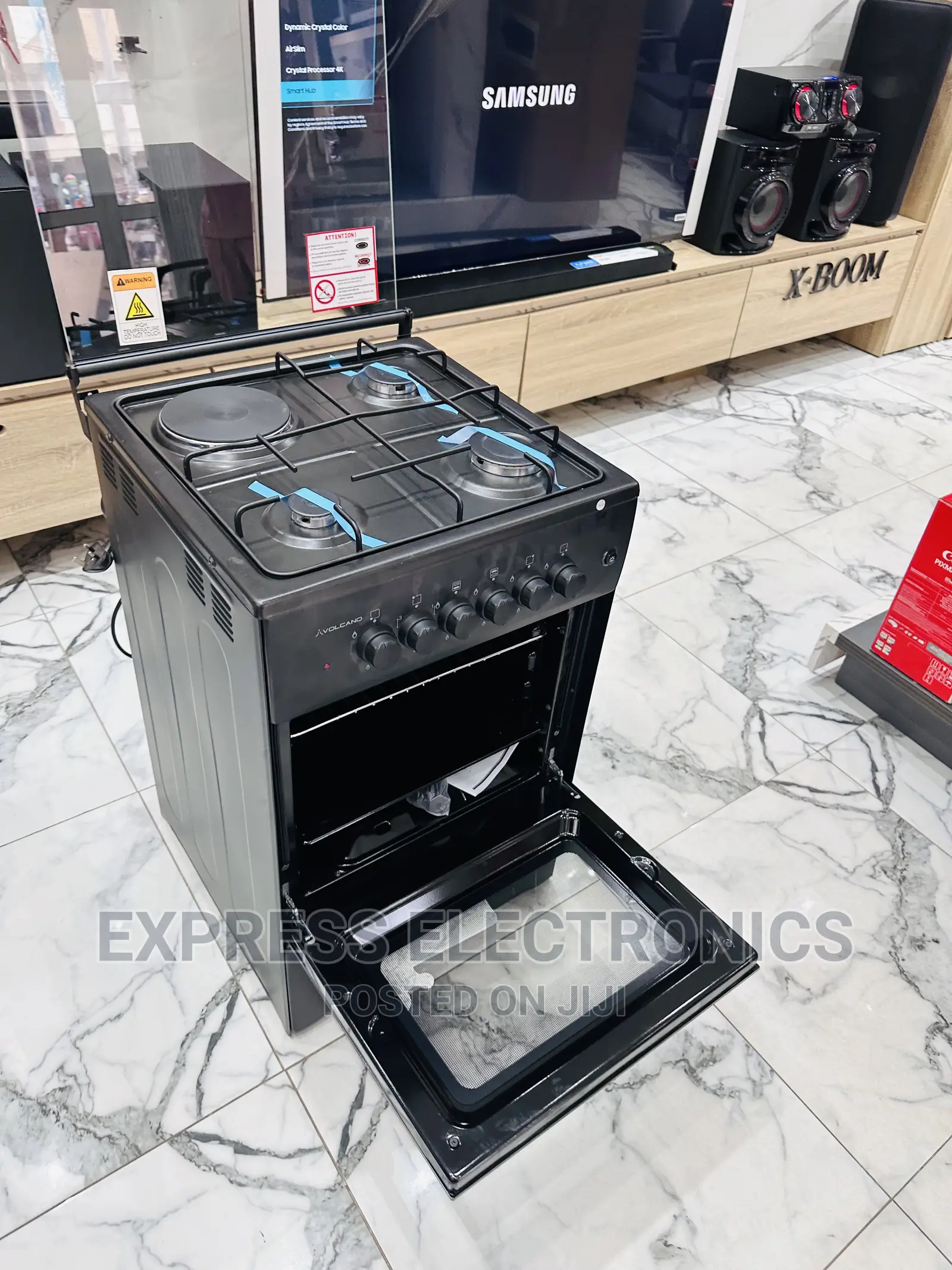 Tough and Durable Gas Electric Cooker 3-1 Black Oven Grill
