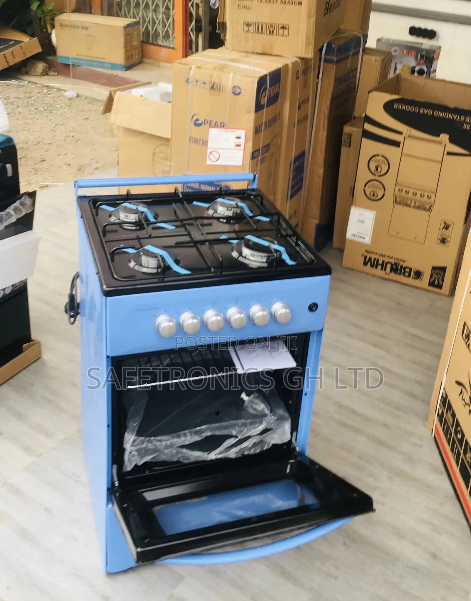 4 Gas Burner Oven With Grill Burner Volcano Blue