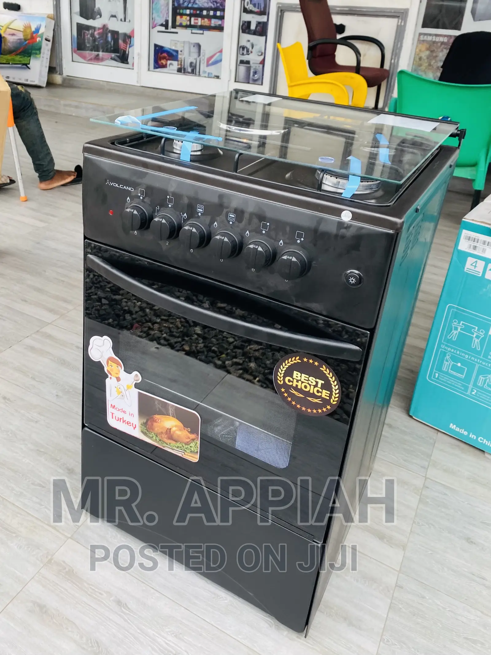 Excellent New Volcano 50x50 3 Gas + 1electric Cooker(Black)