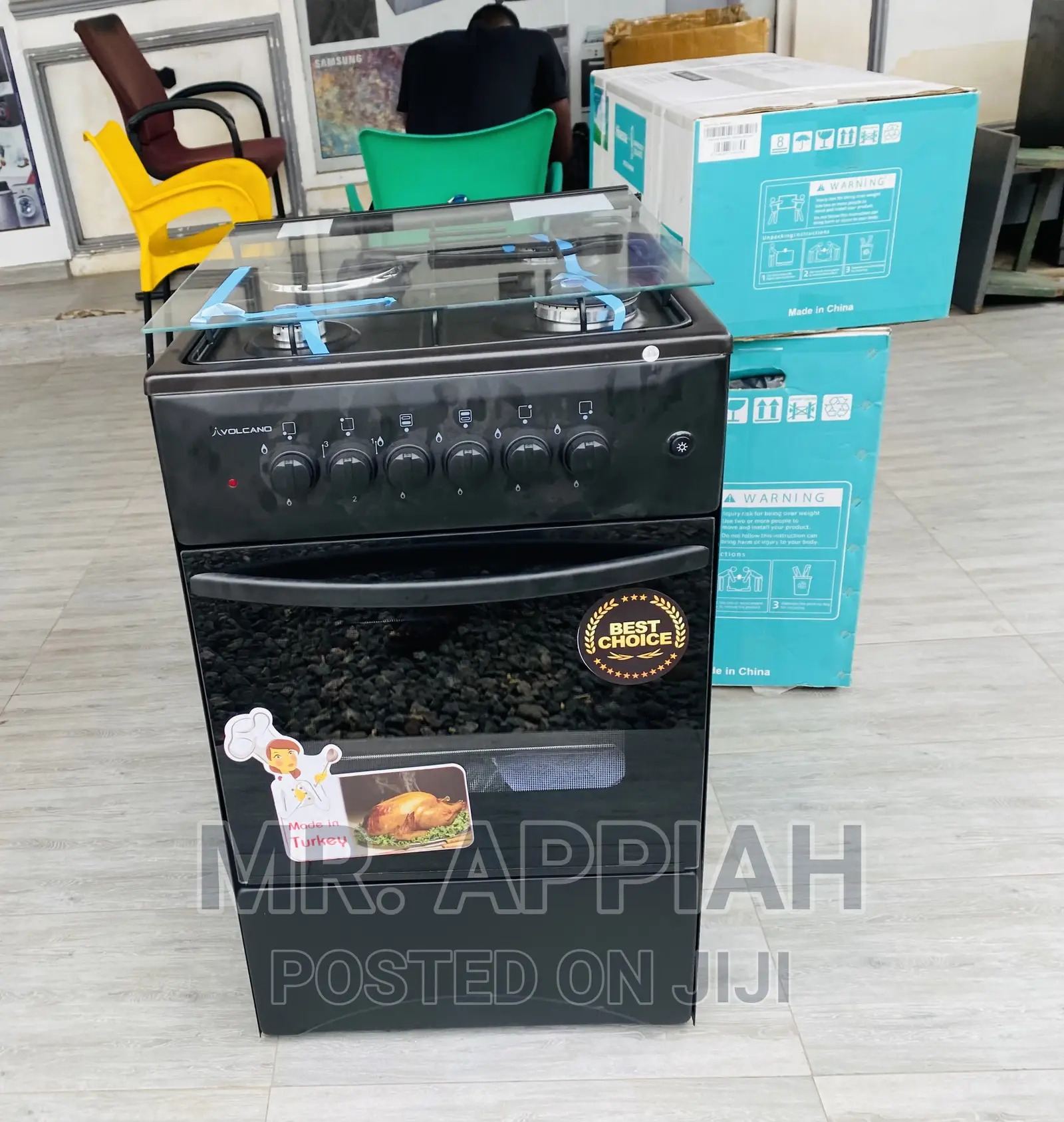 Fast and Affordable Volcano(Black) 3gas + 1electric Burner.