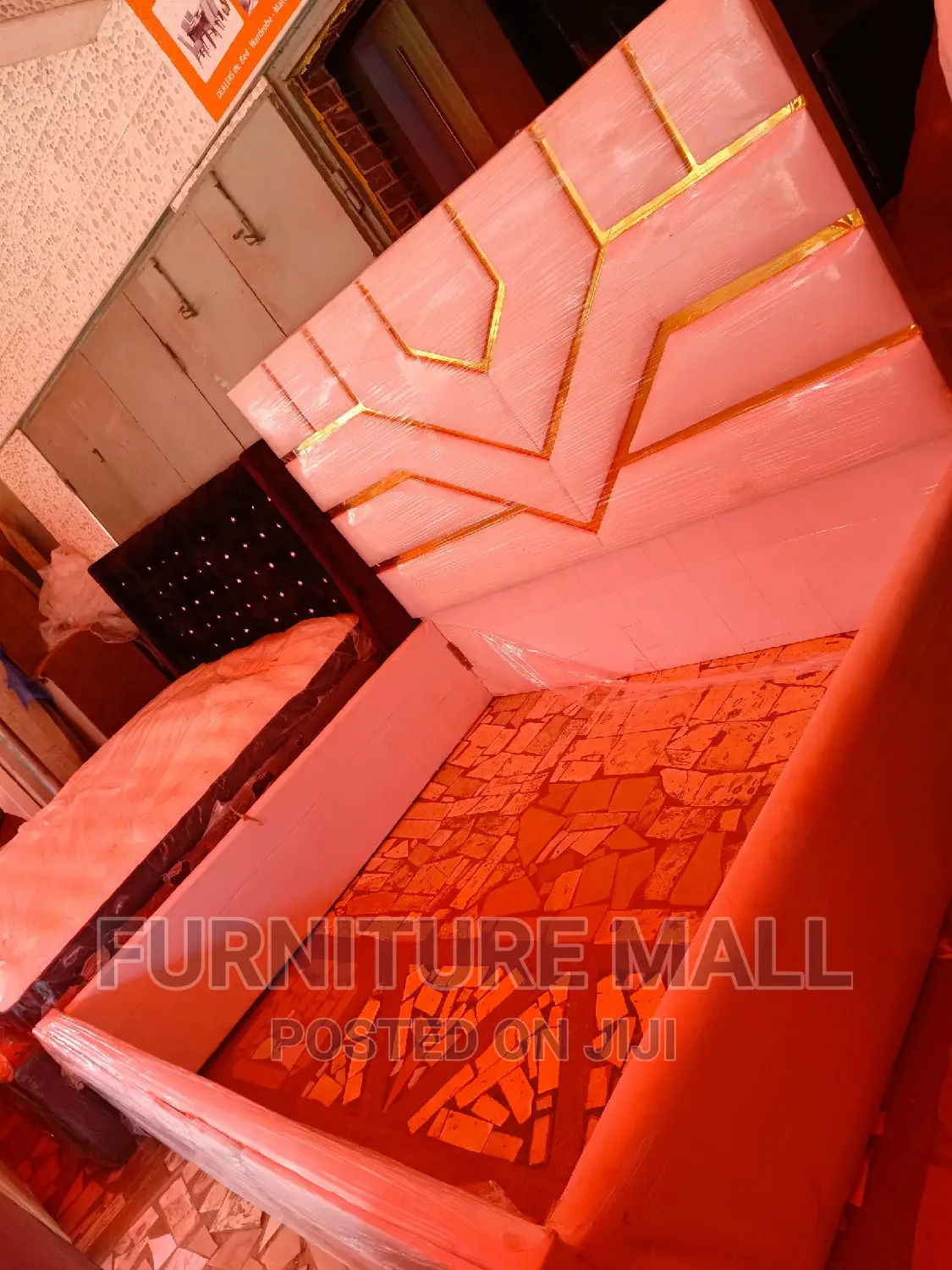 New White and Golden King Size Bed Frame Avalable as Seen