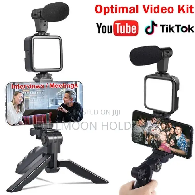 Phone Vlog Video Kit With Adjustable Tripod/ Stabilizer