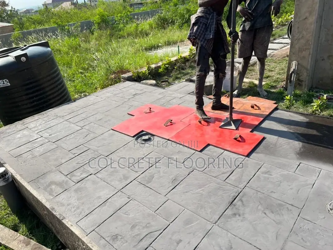 Black Stamped Concrete Walkway