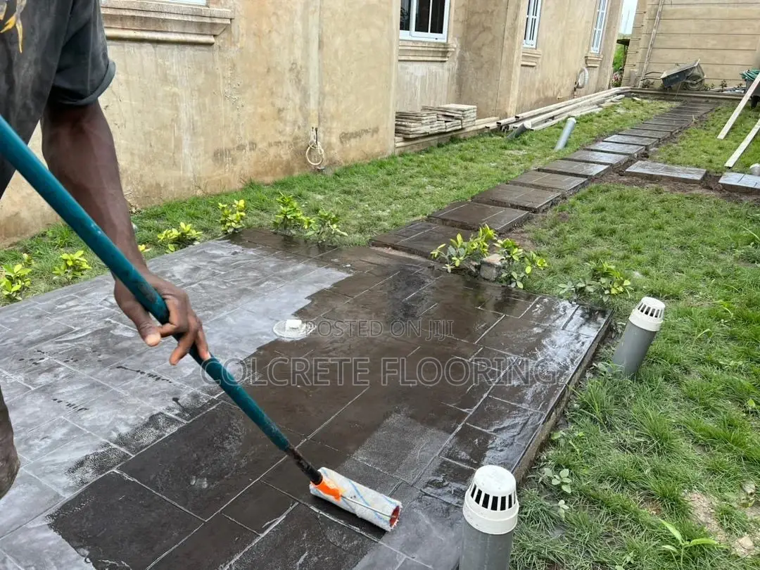 Black Stamped Concrete Walkway