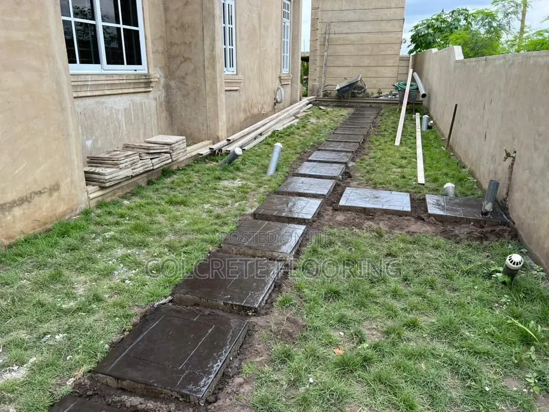 Black Stamped Concrete Walkway