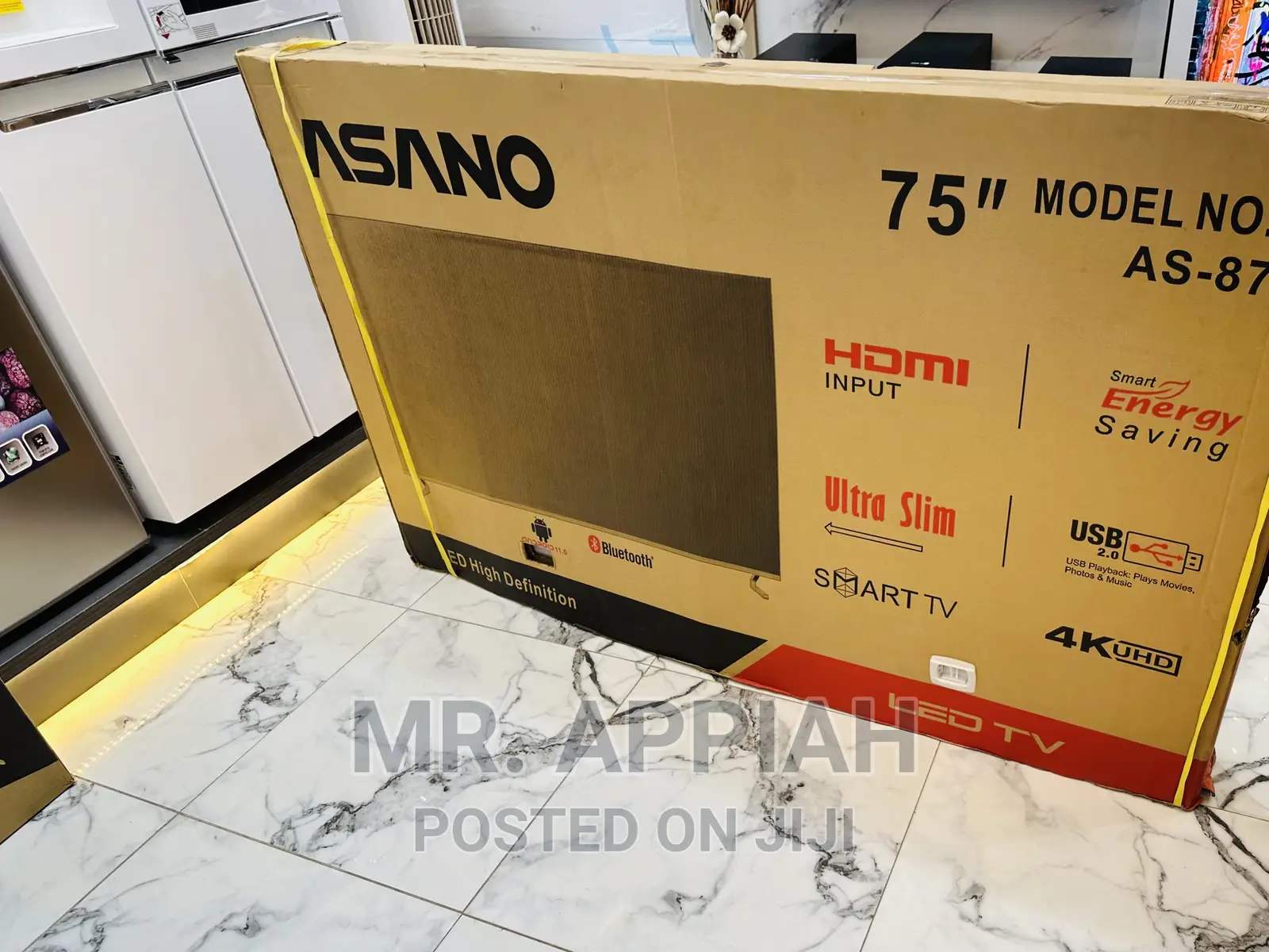 High Quality Asano 75 Inch Smart LED Tv(Black)