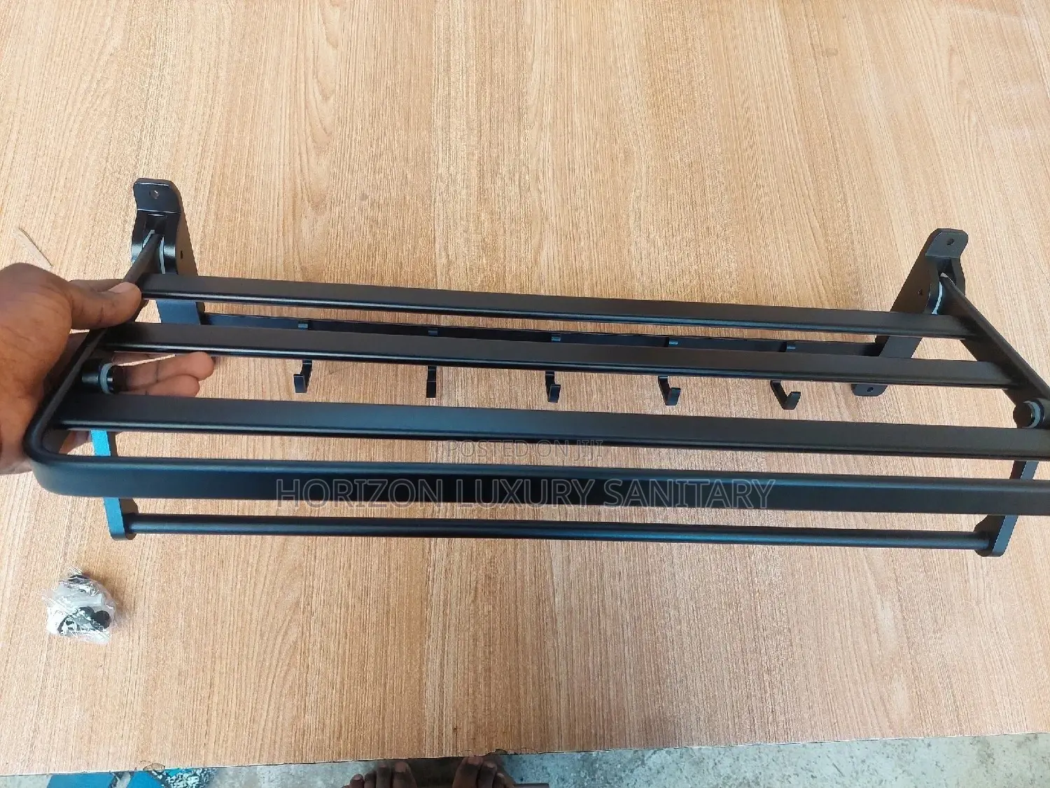 Folding Black Stainless Steel Multi Towel Rack With Hook