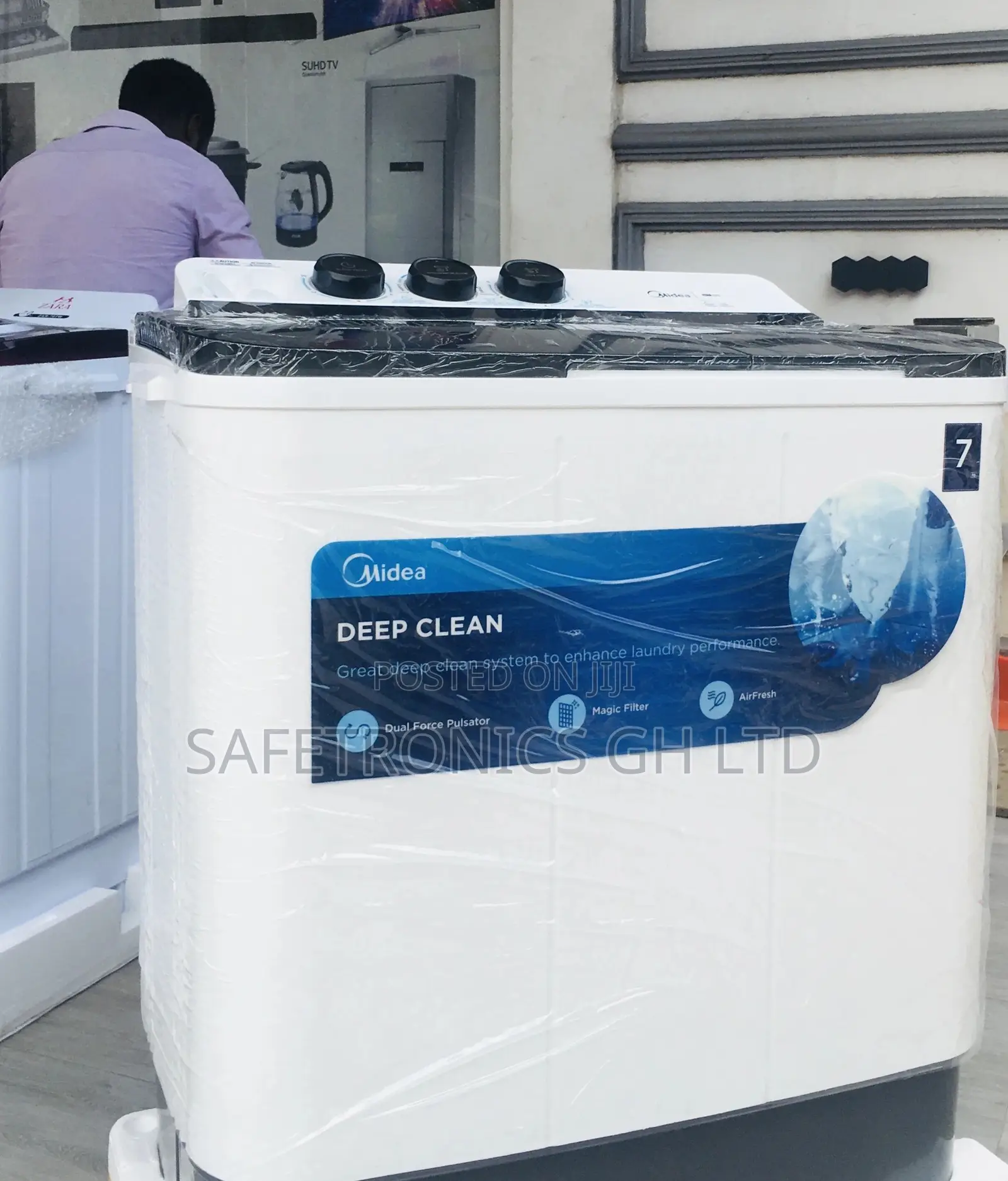  Topload Washingmachine 7kg Semiautomatic Blue/Whit Midea 