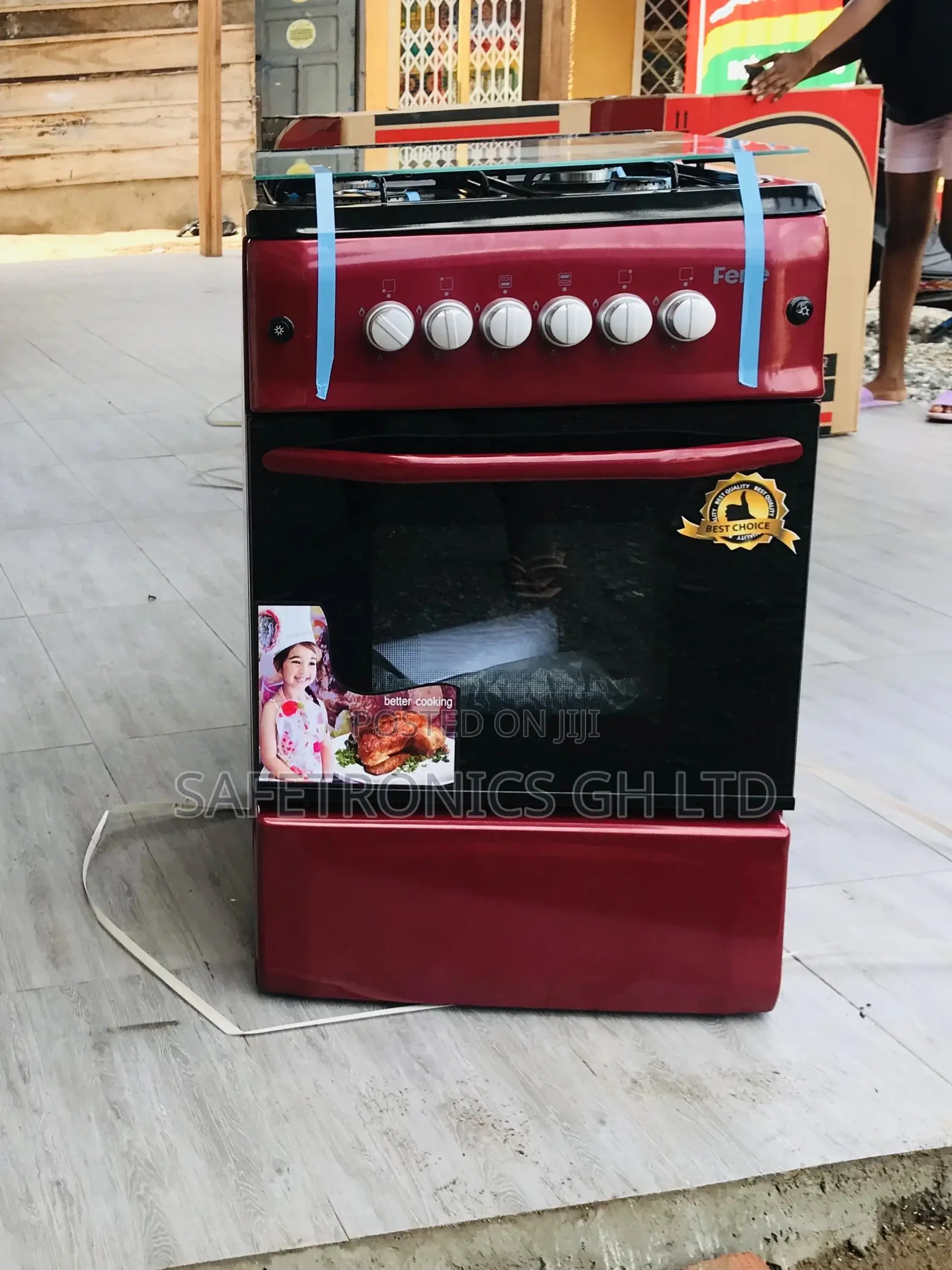 Ferre 4 Gas Burner 50x55 Oven With Grill  Red Cooker