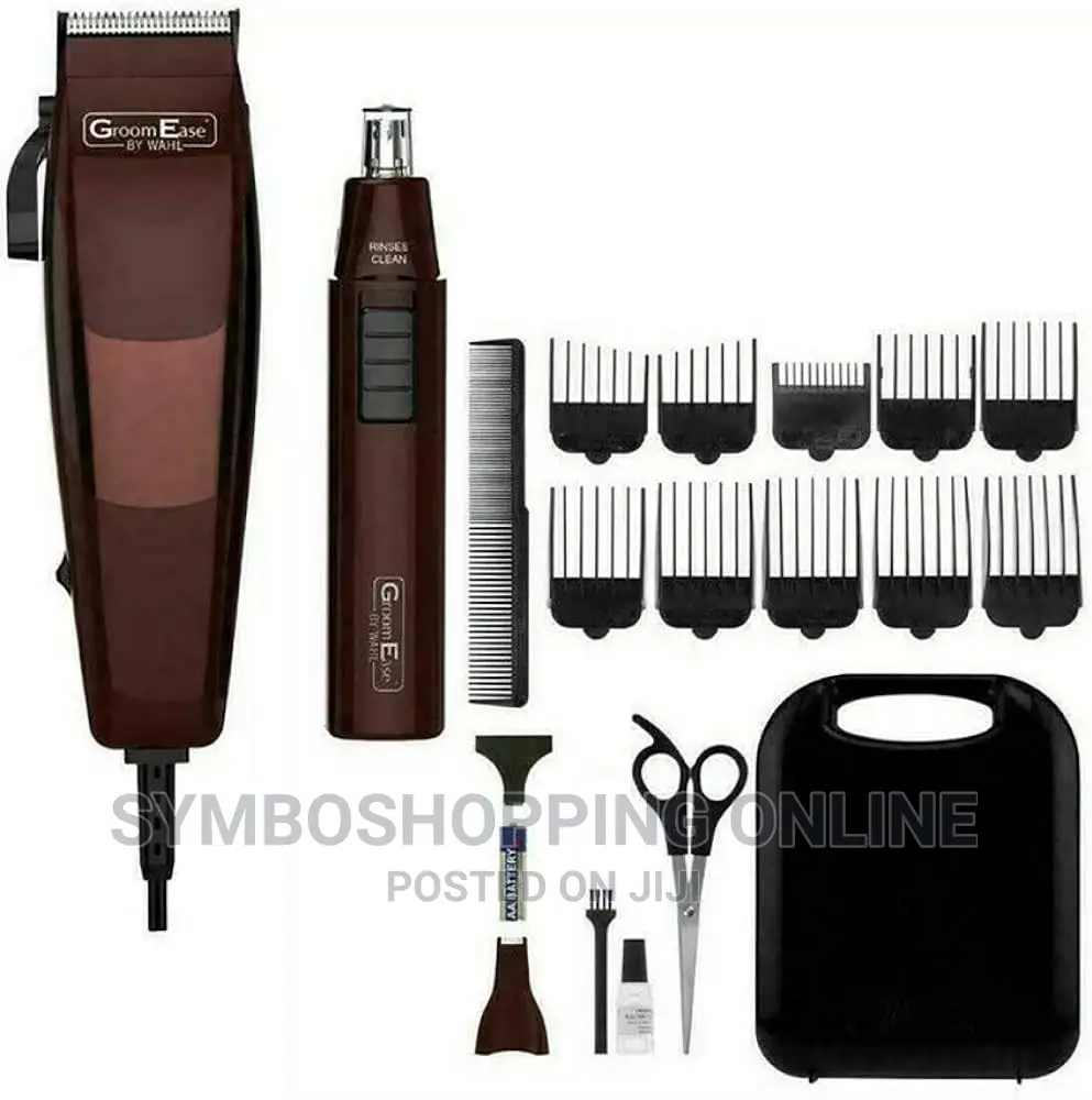 Wahl Hair Clipper Nose Ear Trimmer Maroon 18 Piece Set