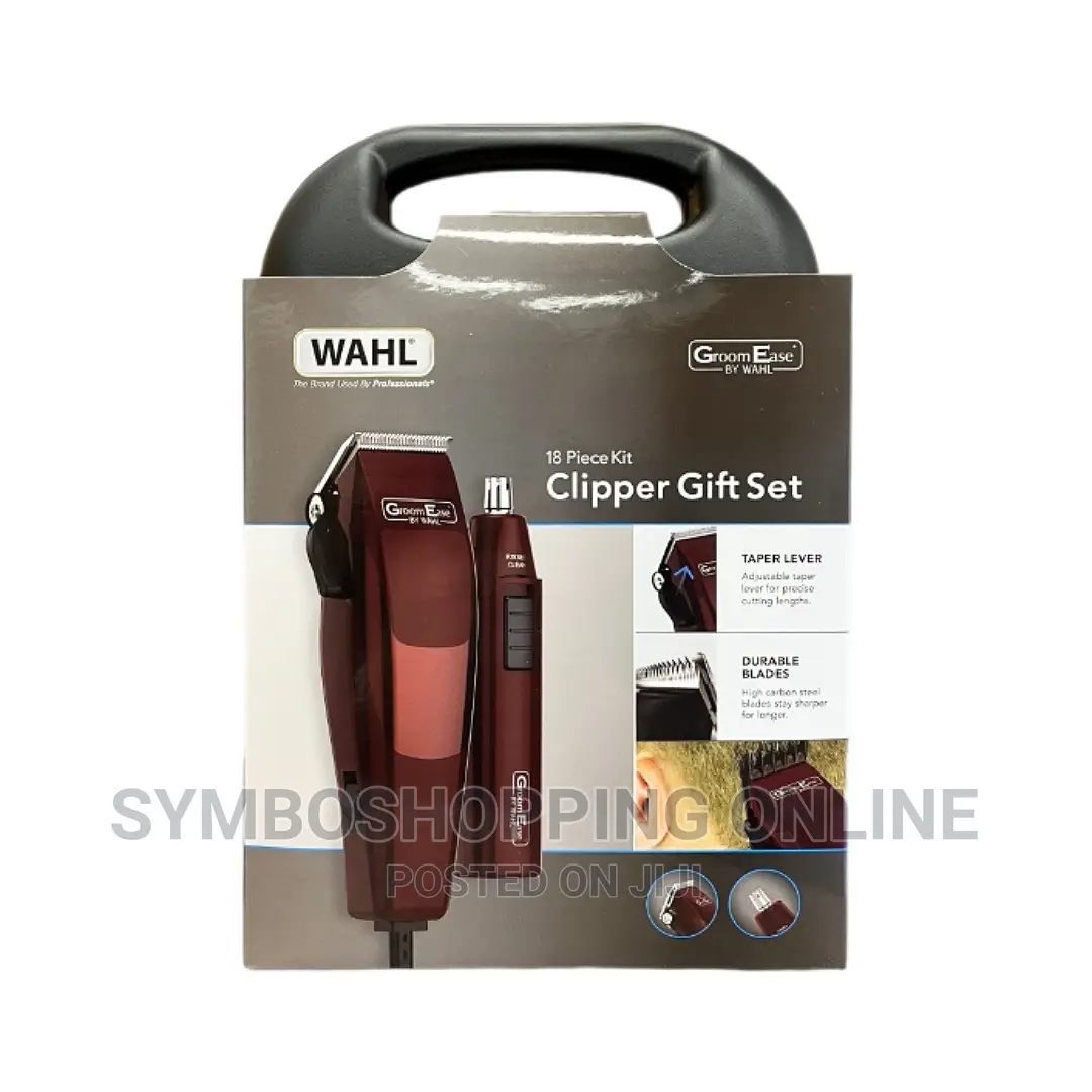 Wahl Hair Clipper Nose Ear Trimmer Maroon 18 Piece Set