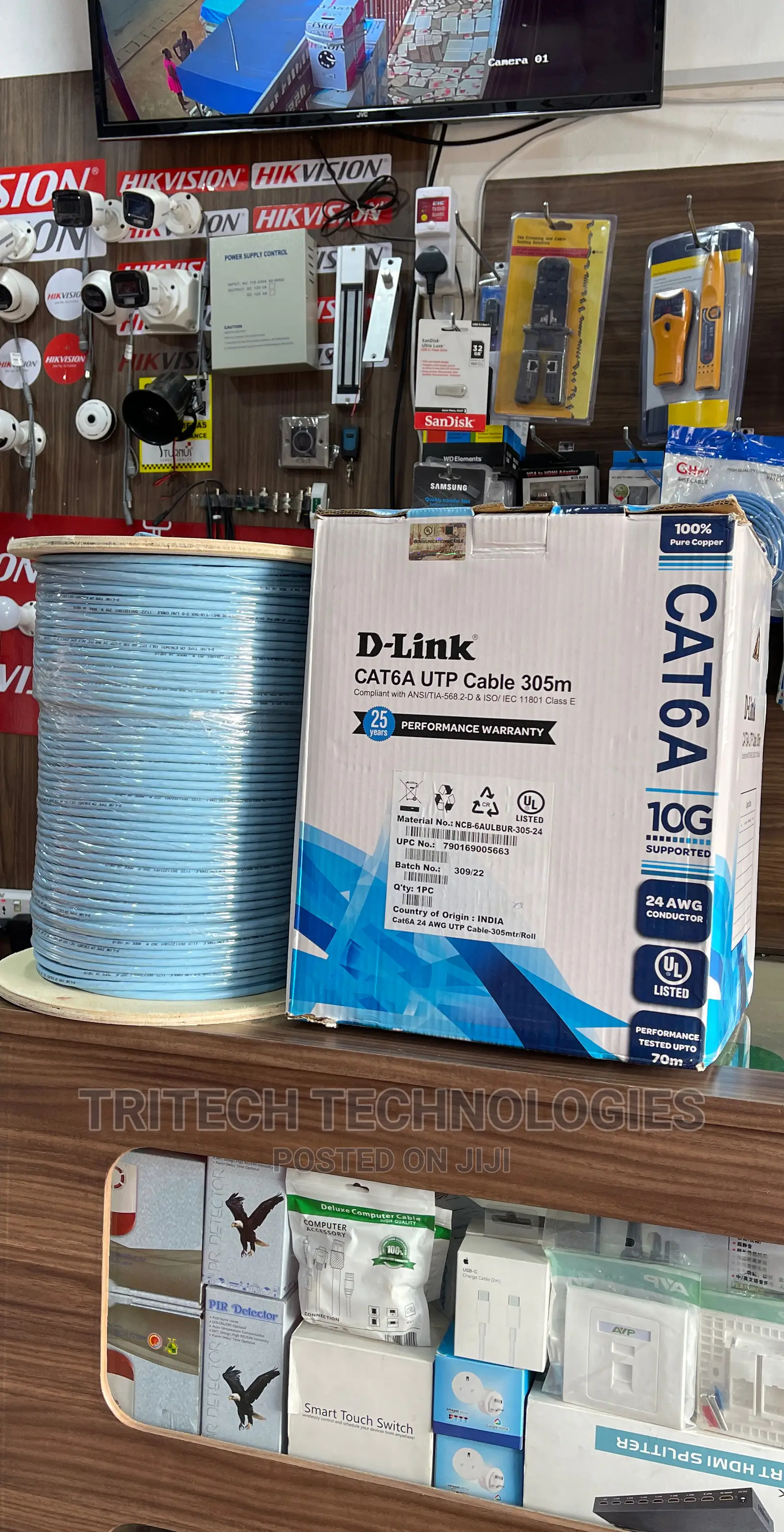D-Link Cat6a Cable 305m Utp Pure 10g Copper (Ncb-C6ublur)