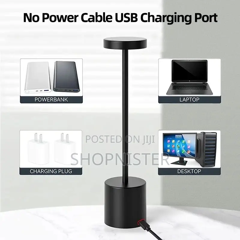 Black Portable Led Dimmable Table Lamp