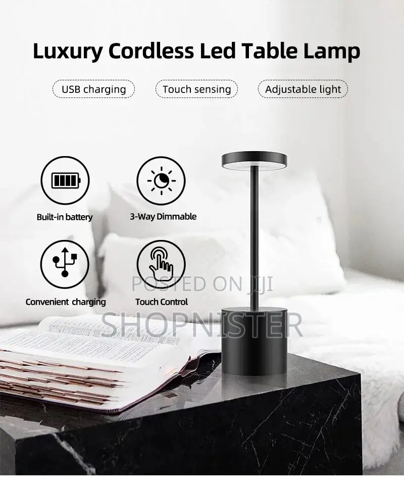 Black Portable Led Dimmable Table Lamp