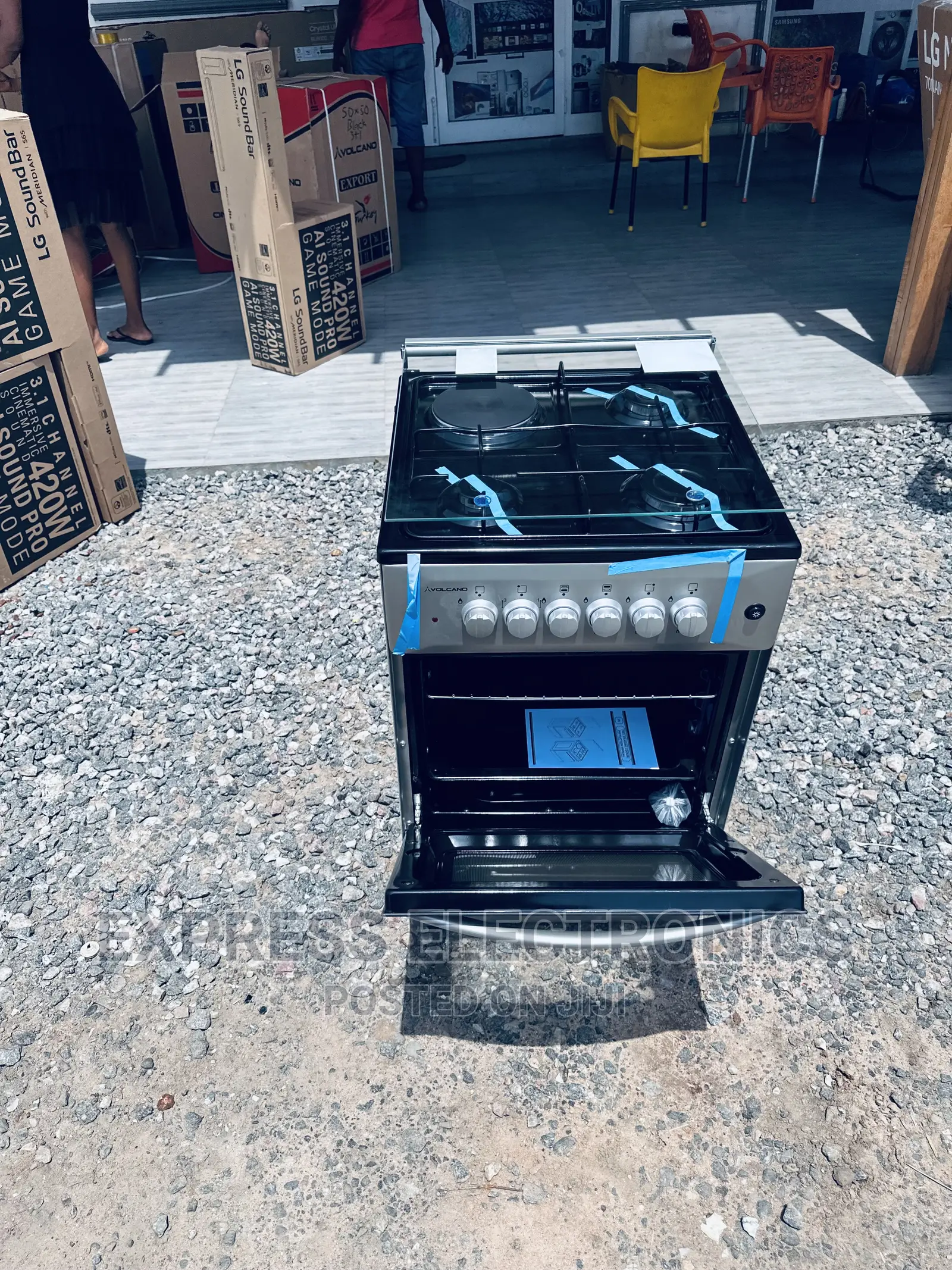 Effective Electric Gas Cooker Oven 3+1 Sliver Grill