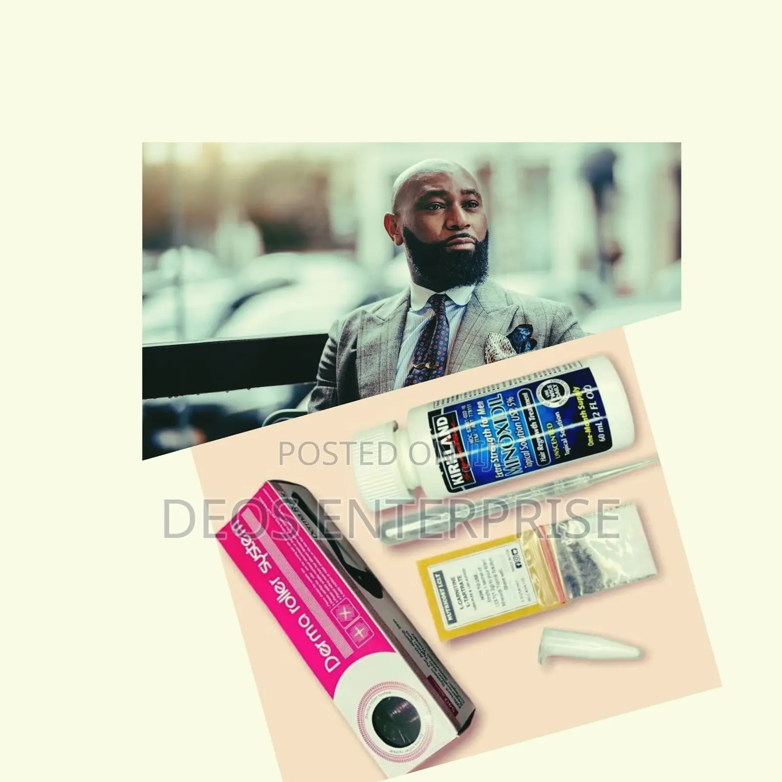 Kirkland Minoxidil + Derma Roller 1.5mm For Beard Growth