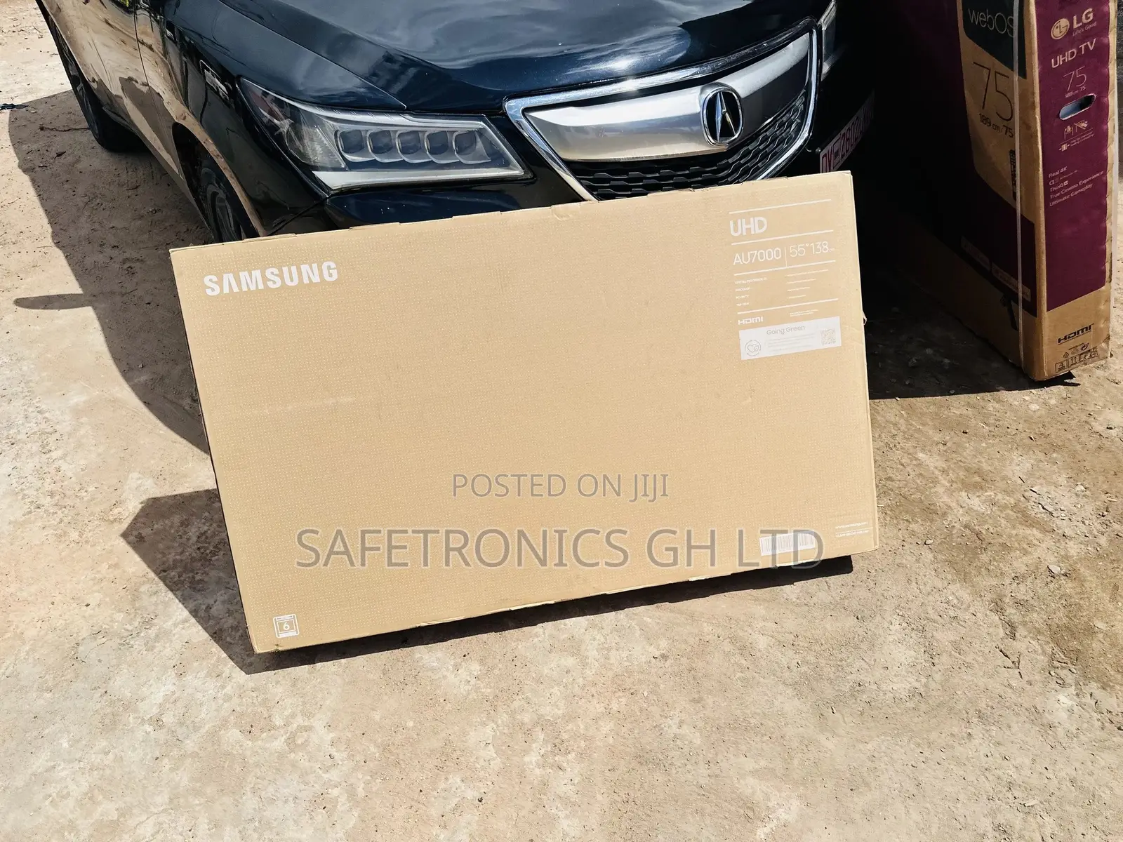 Glossy Led Samsung 55 Inches Wide Black Au70 Uhd Tv