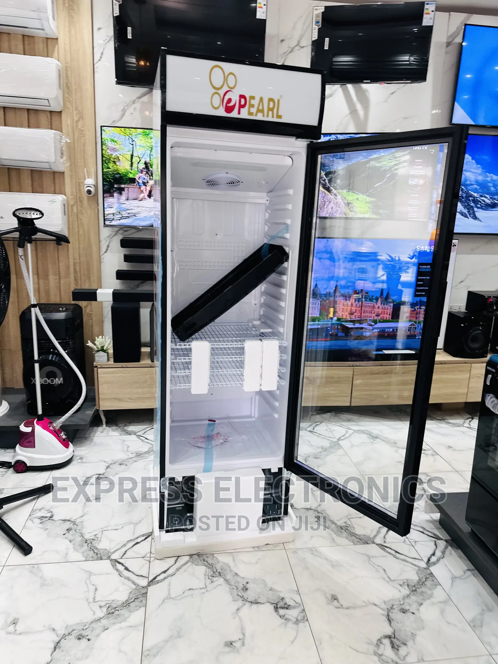 New Sleek Single Door PVC 424-2b Fridge Display Pearl