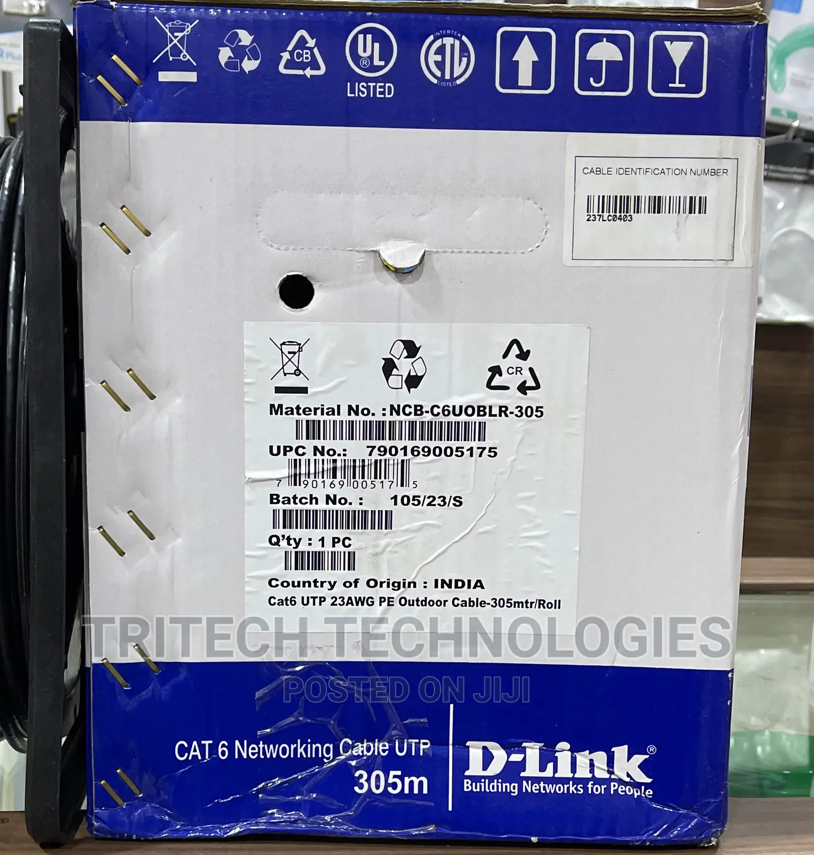 D-Link NCB-CUBLKR-305 CAT 6 UTP Outdoor Cable With FR PVC
