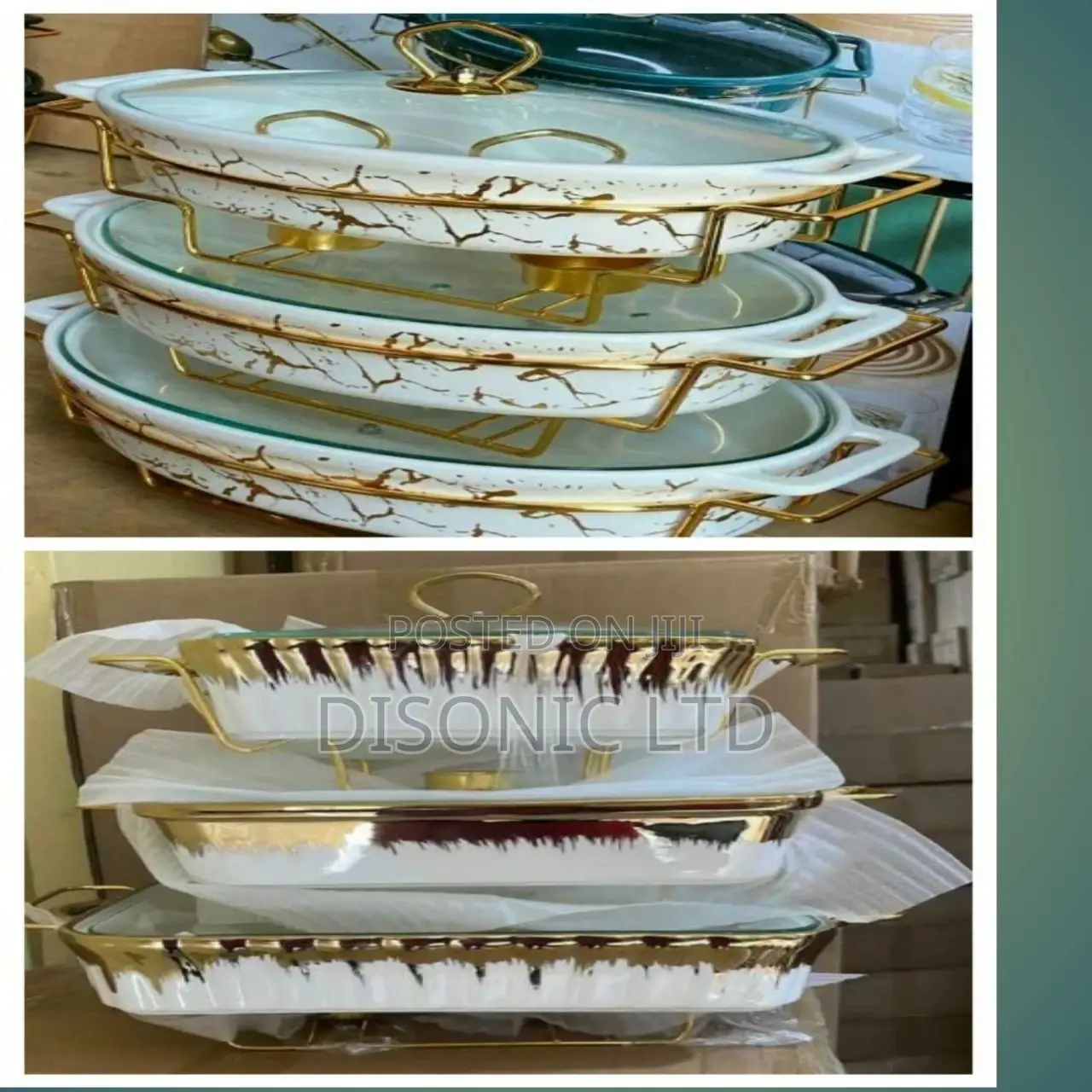 3 Set Ceramic Chafing Dishes With Stands
