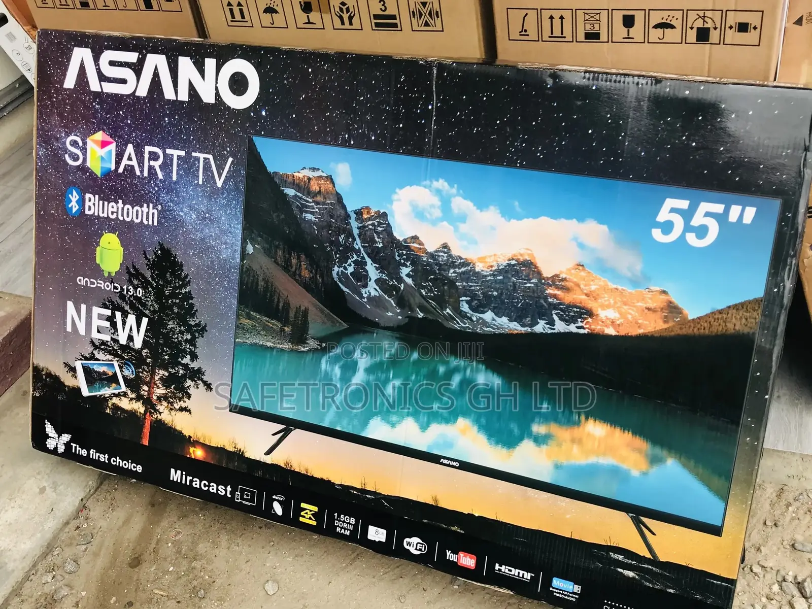 Black Real Asano 55 Inches Glossy Smart UHD LED Tv
