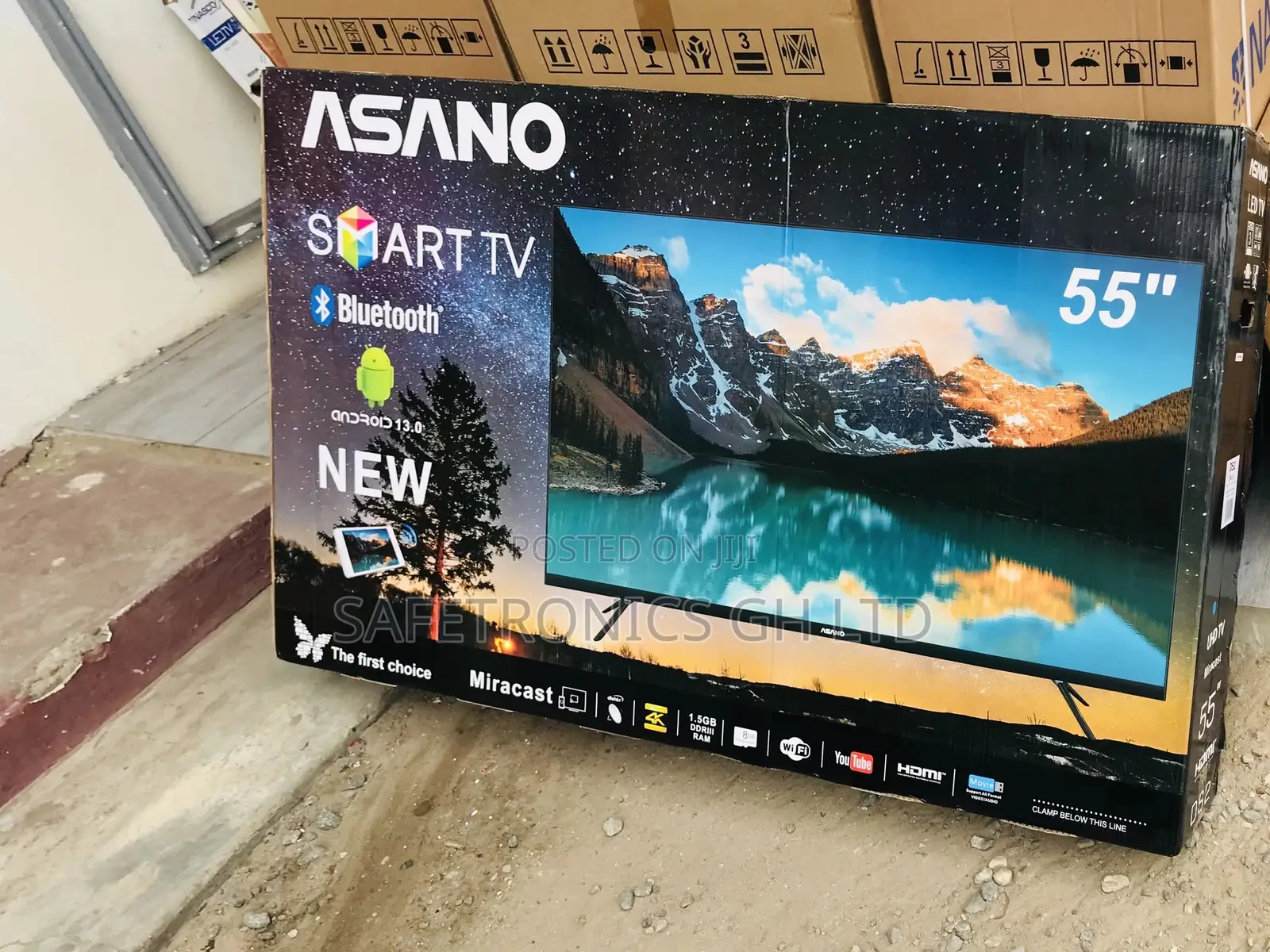 Black Real Asano 55 Inches Glossy Smart UHD LED Tv