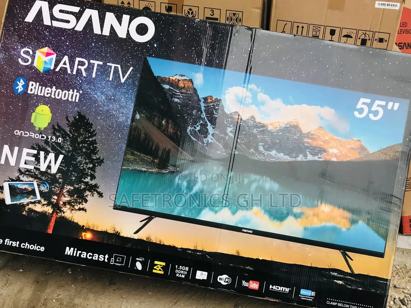 LED Glossy Asano 55 Inches Smart UHD Bluetooth Black Tv