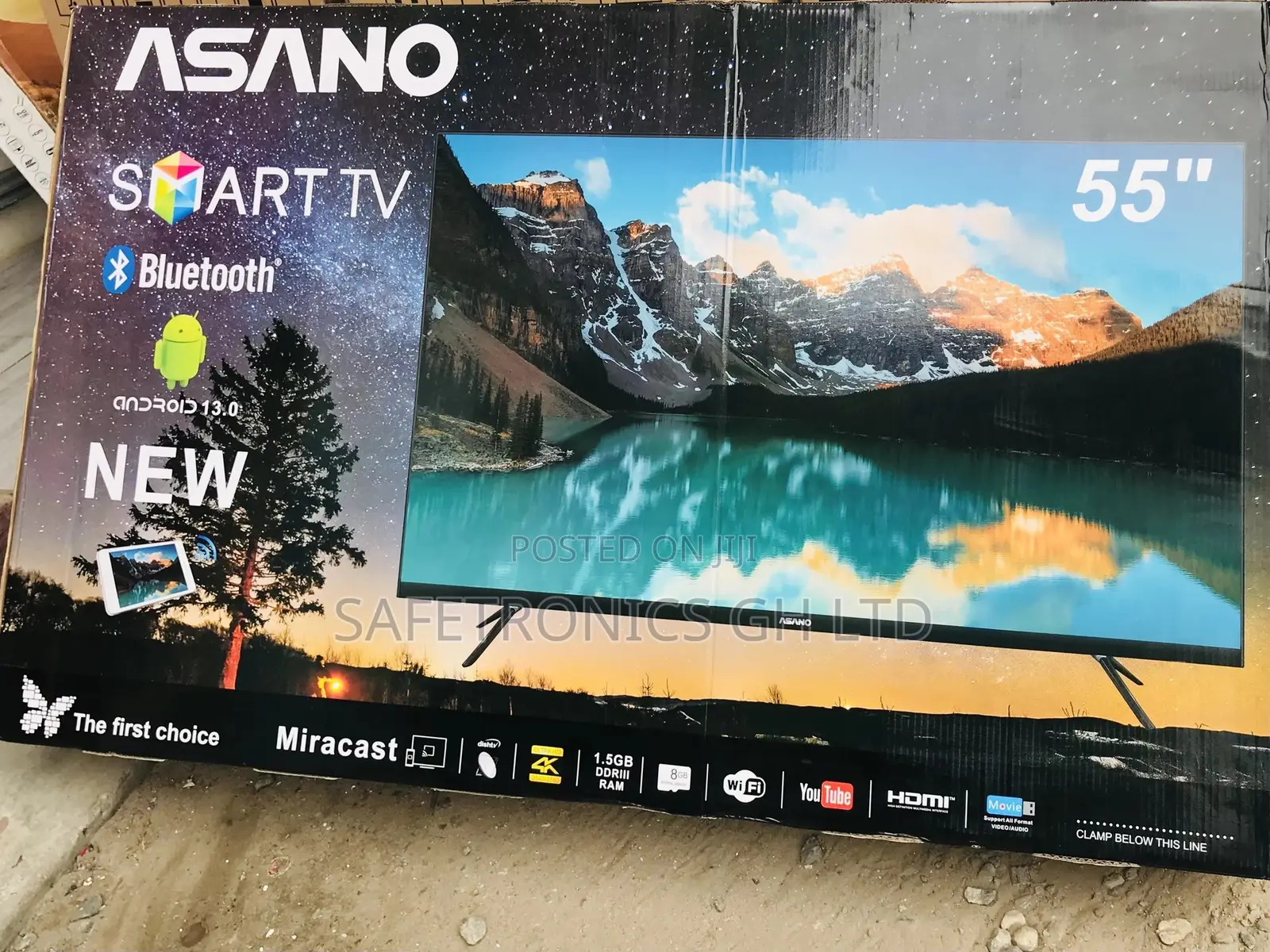 LED Glossy Asano 55 Inches Smart UHD Bluetooth Black Tv