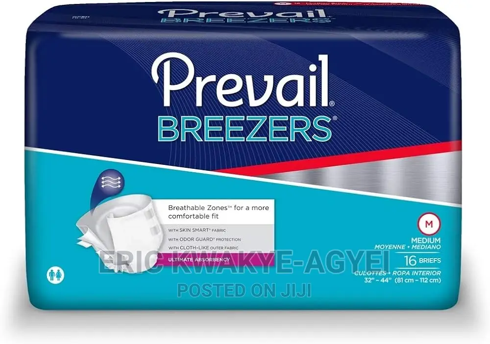 Prevail Breezers Ultimate Absorbency Incontinence Briefs, M,