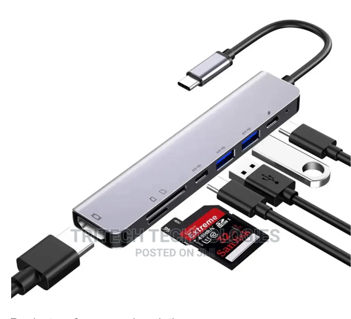 7 in 1 Usb Type C Hub Multiport Adapter With Usb3.1 Charger