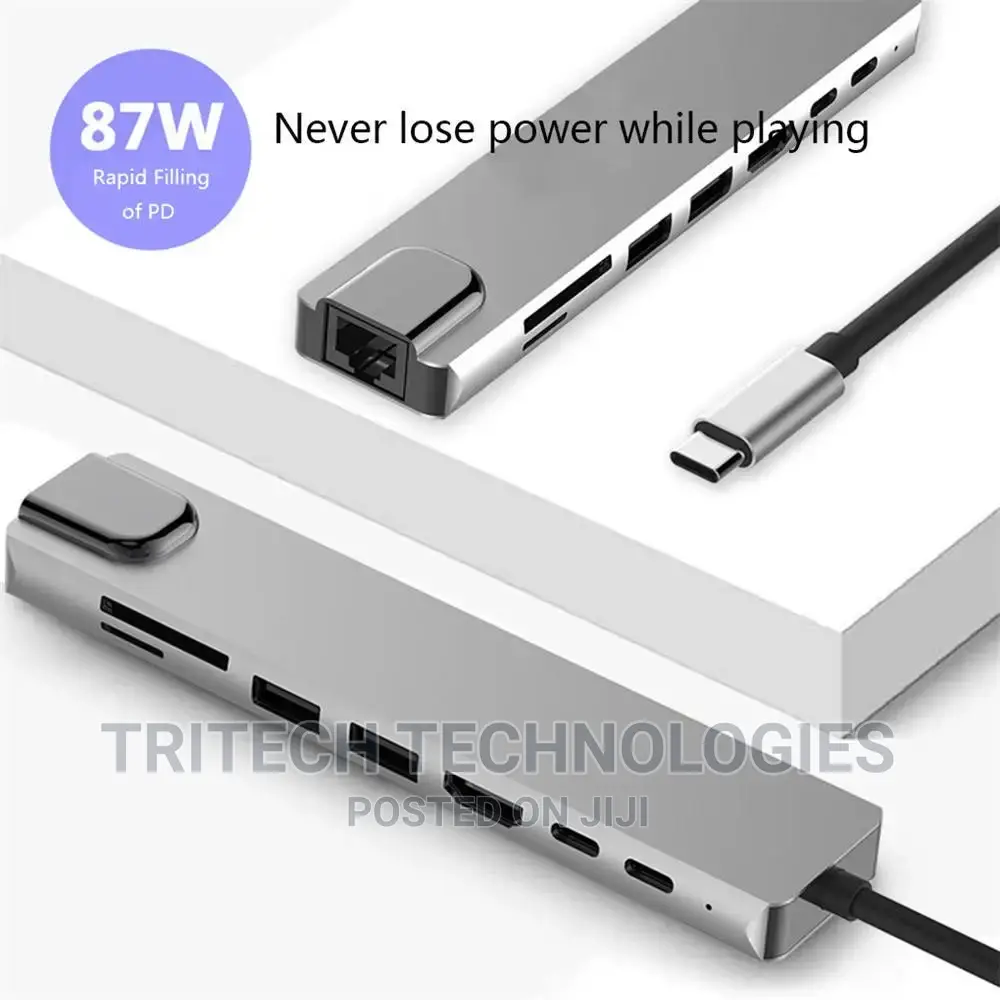Type C 8 In 1 USB-C To HD RJ45 Gigabit Adapter USB 3.0 HUB