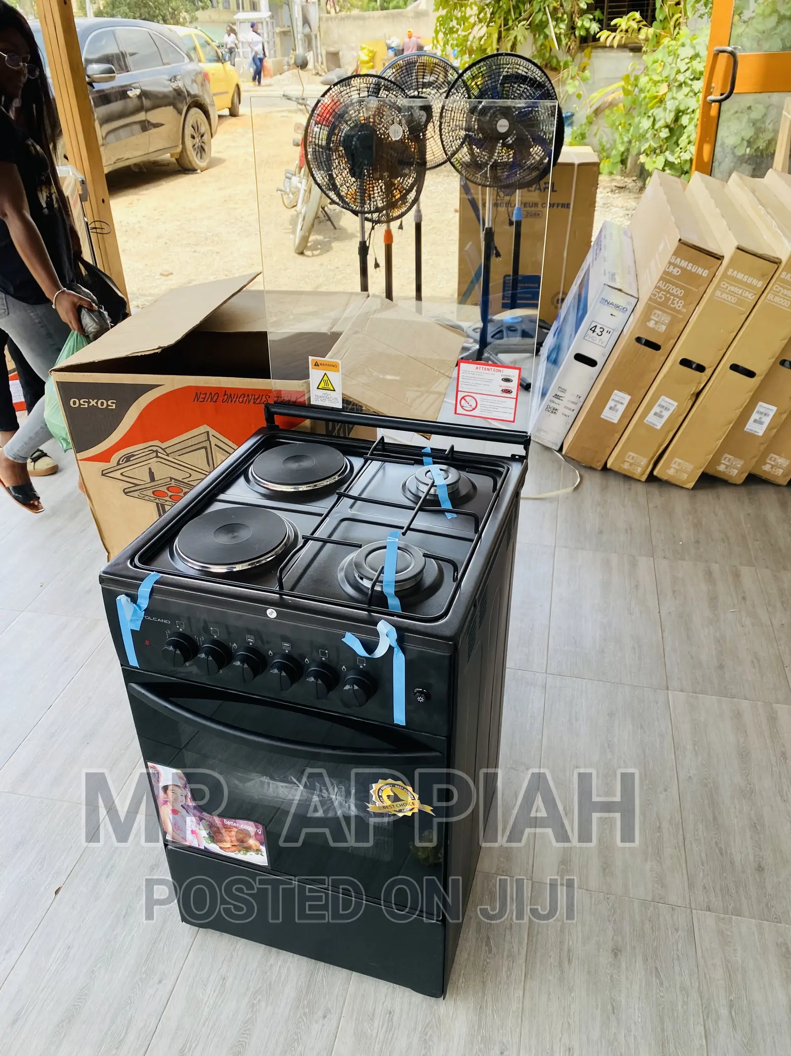 Fine Design Volcano 50x50 2 Electric + 2 Gas Burner(Black)