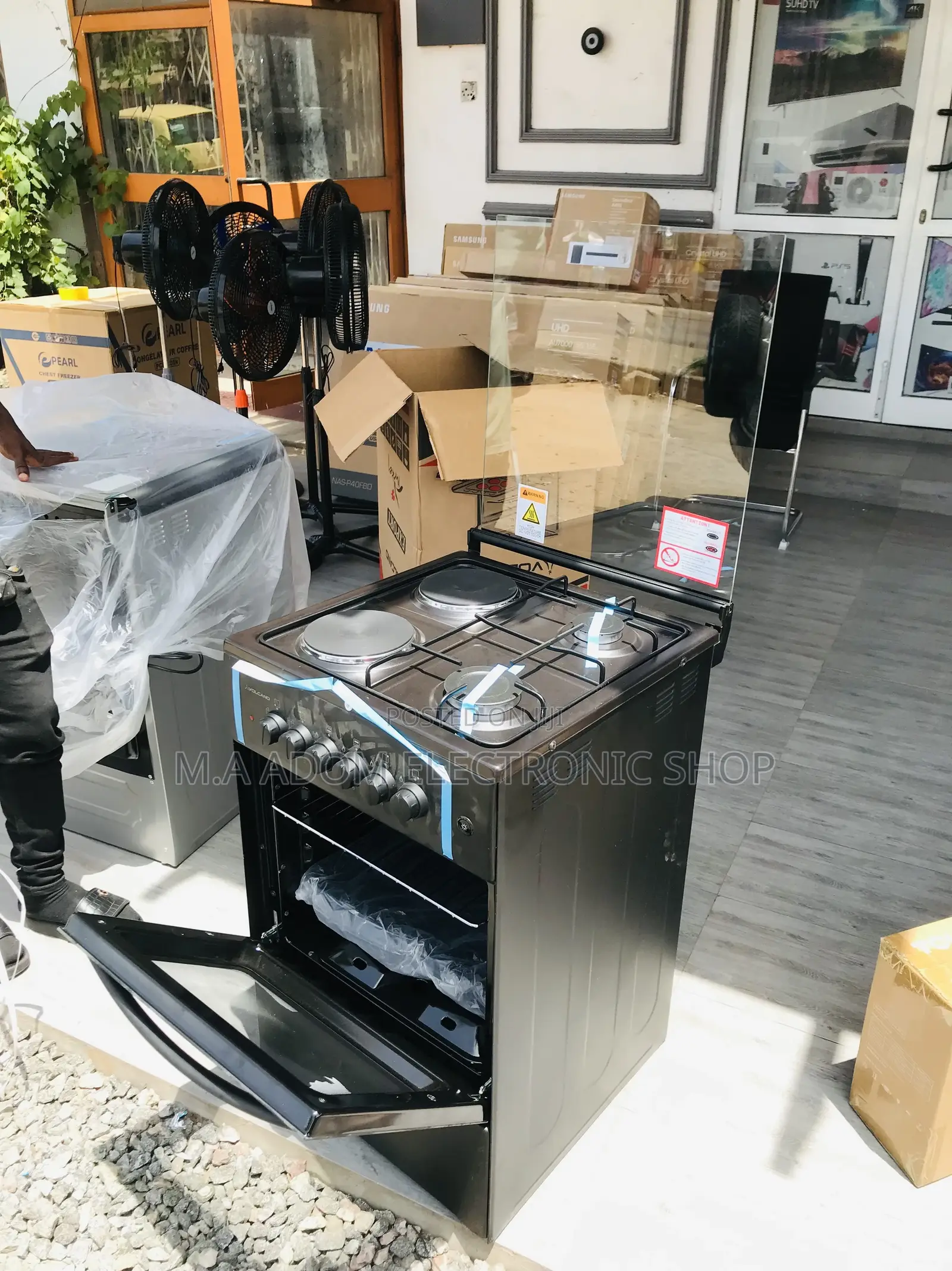 Brand New Volcano 50x50 2 Electric + 2 Gas Burner(Black)
