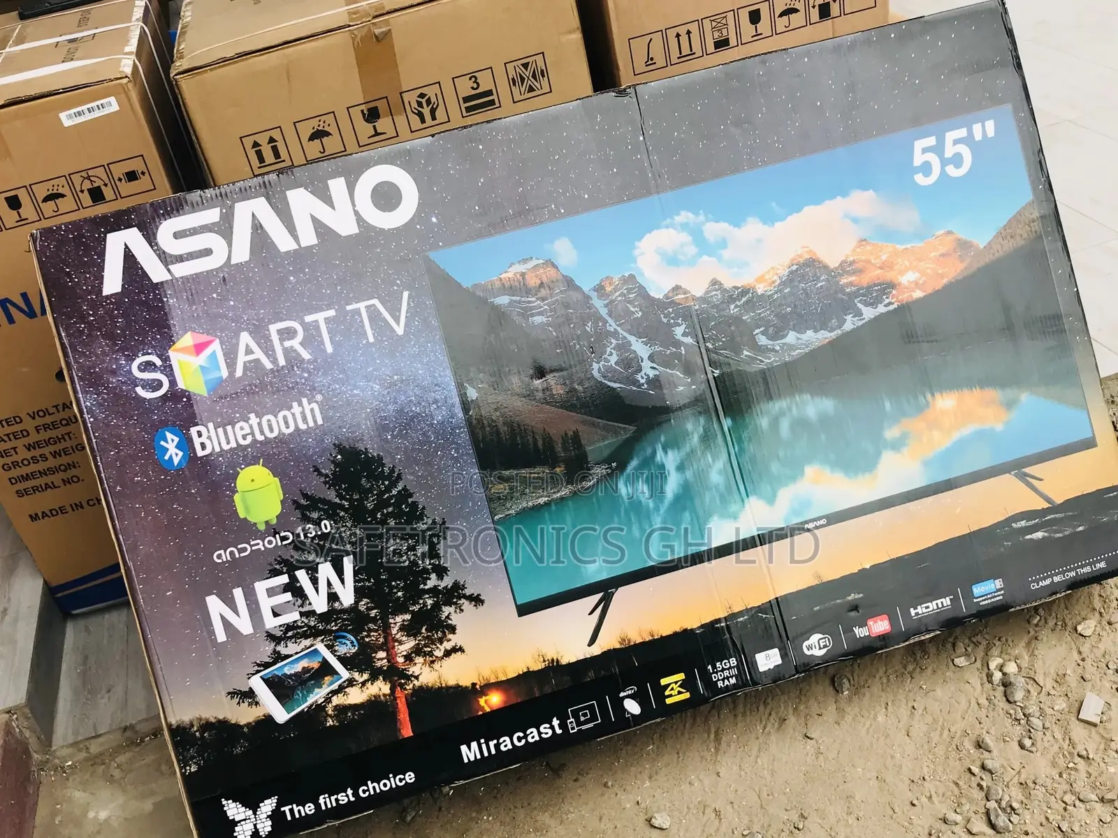 55 Inches Glossy LED Asano UHD Smart Electric Black Tv