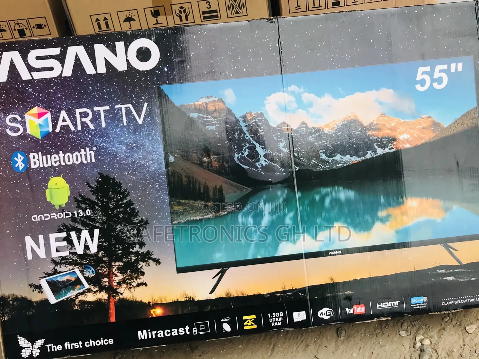 55 Inches Glossy LED Asano UHD Smart Electric Black Tv
