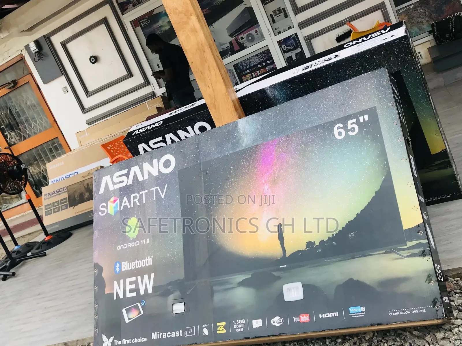 Unique UHD Asano 65 Inches Glossy LED Smart Black Tv