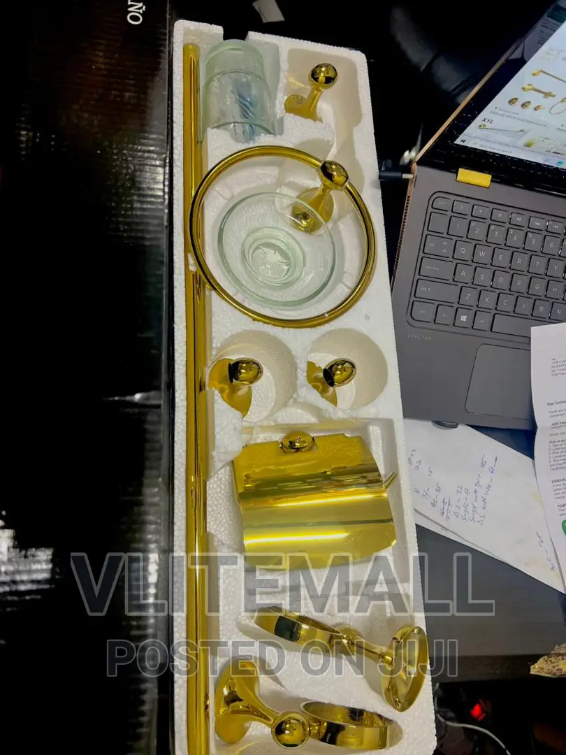 6PCS Gold Bathroom Hardware Set Electroplate Gold Stainless