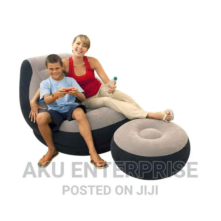 Inflatable Corner Sofa Ultra Lounge and Ottoman Set Free Pump