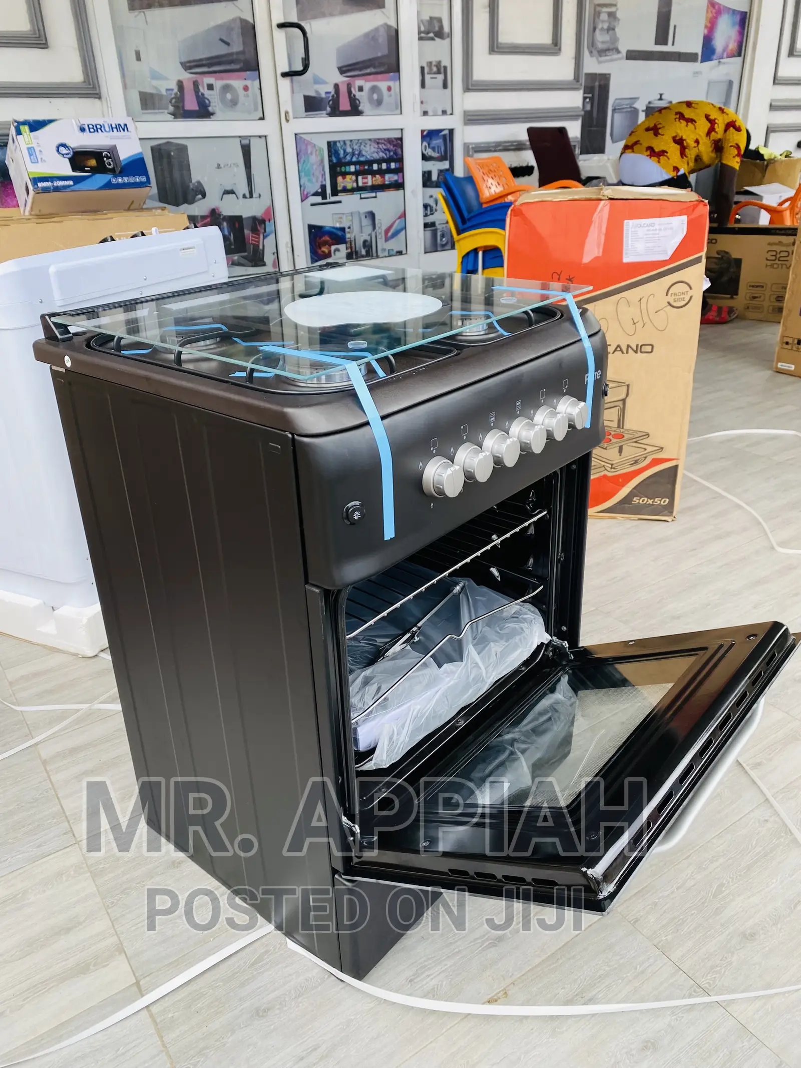 High Quality Ferre 60x60 4 Gas Burner +Oven and Grill,Black